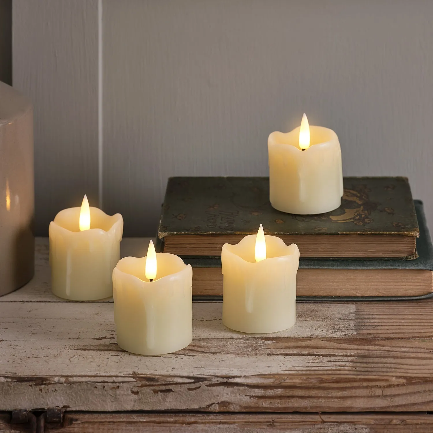 4-Pack LED Votive Candles with Timer - Ivory Wax