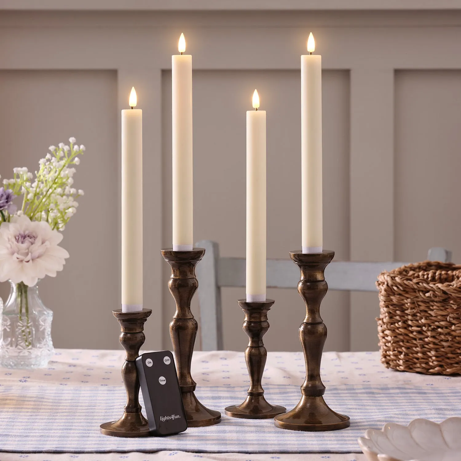4-Pack Rechargeable LED Candles - Ivory, Wax