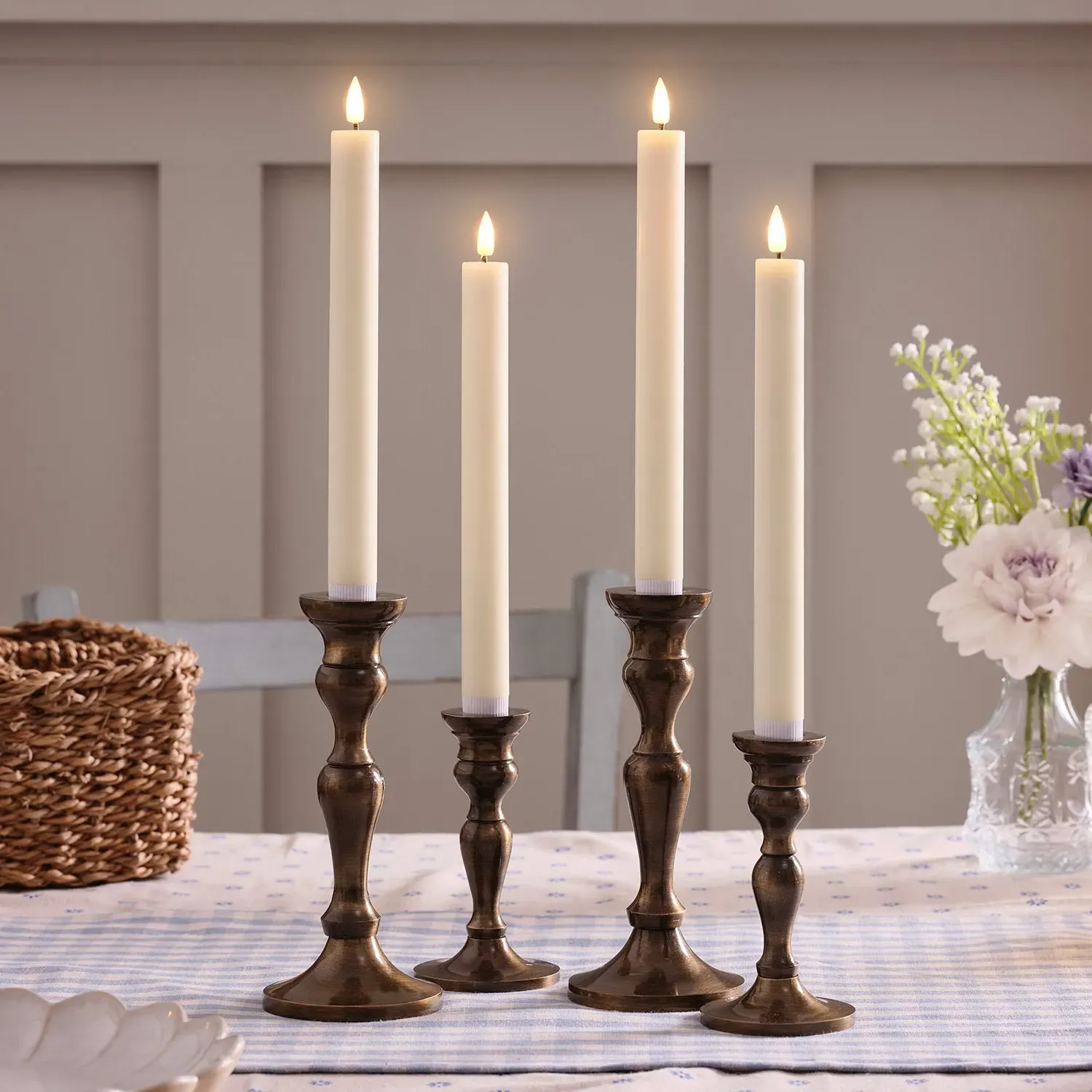 4-Pack Rechargeable LED Candles - Ivory, Wax