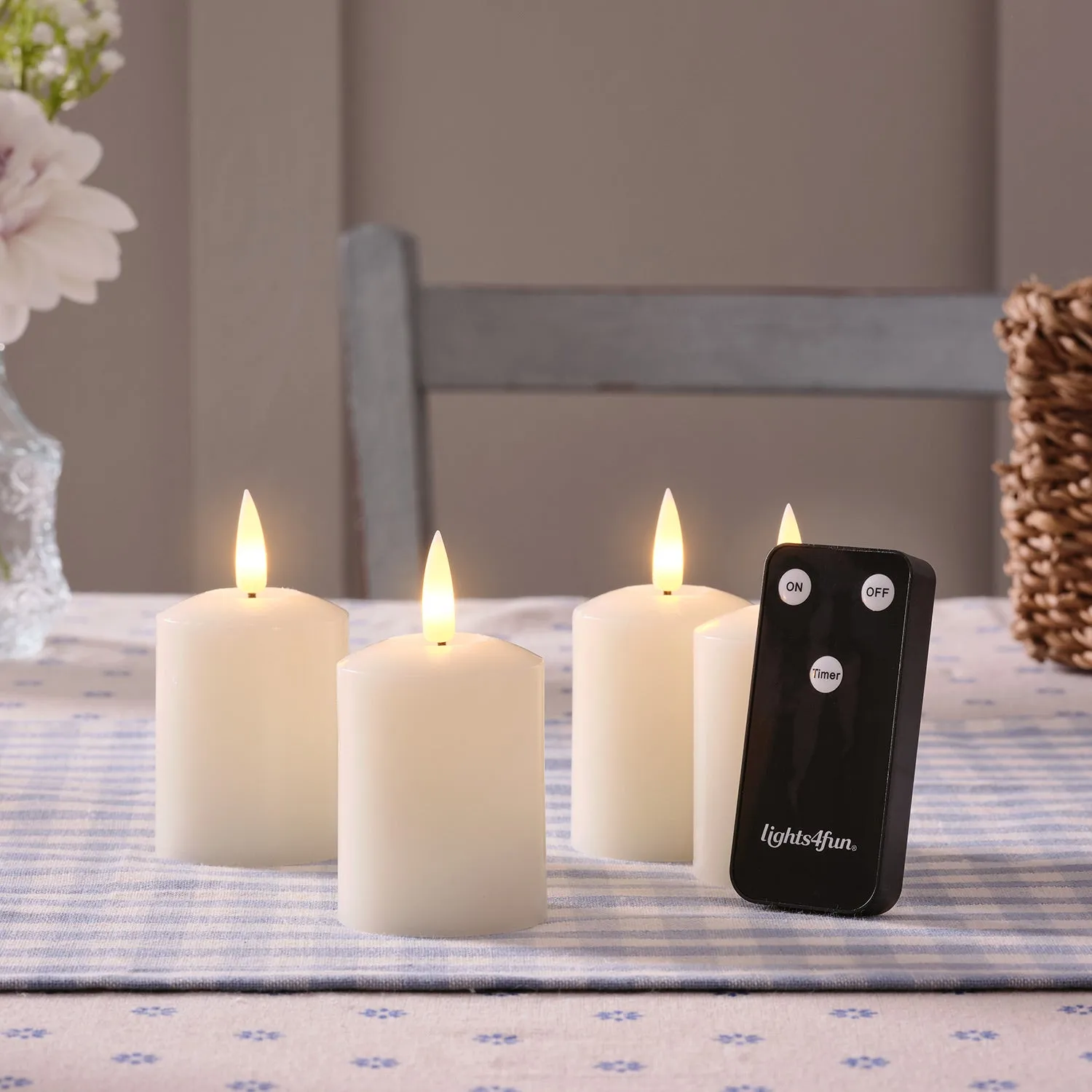 4-Pack Rechargeable Votive Candles - Ivory, Wax
