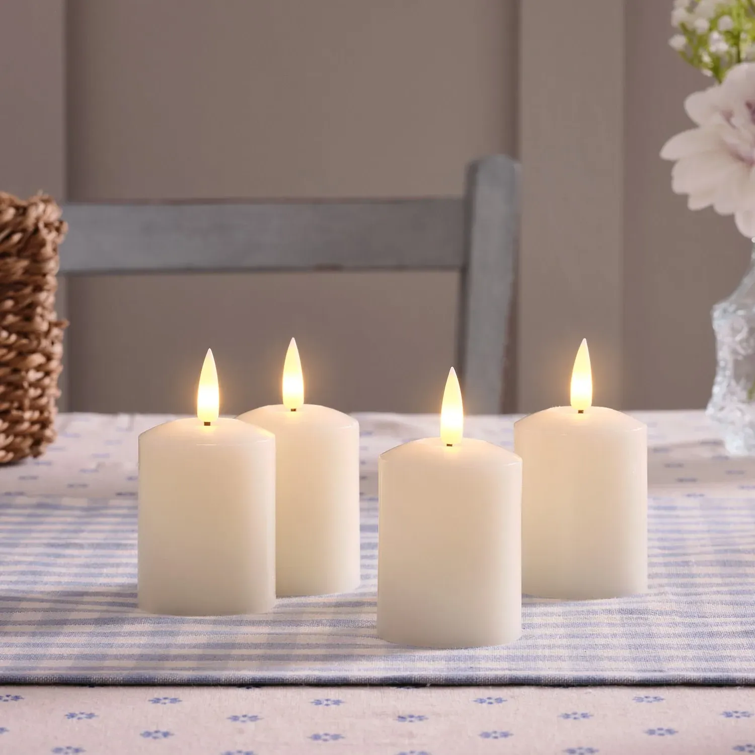 4-Pack Rechargeable Votive Candles - Ivory, Wax image
