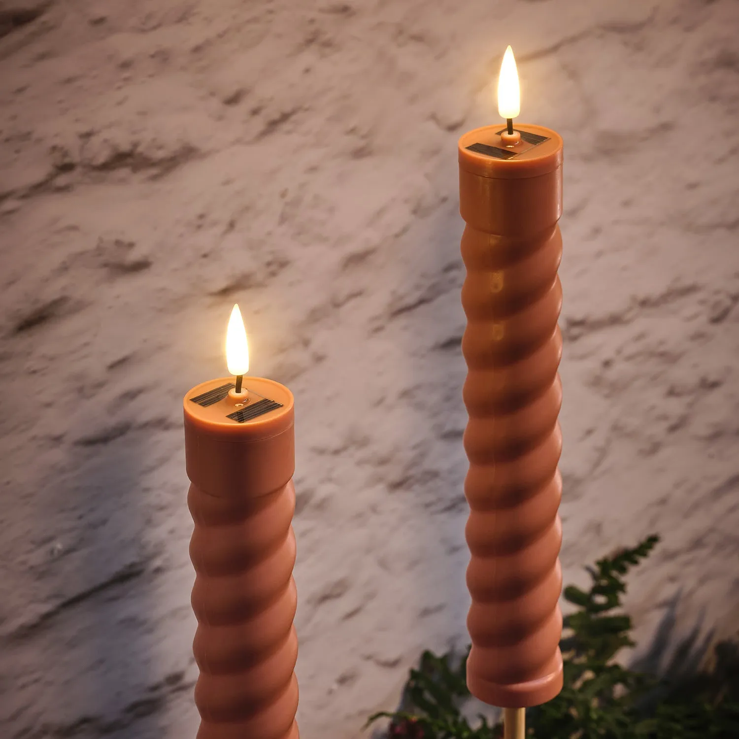 4-Pack Solar Tiki Torches - Terracotta, Wood