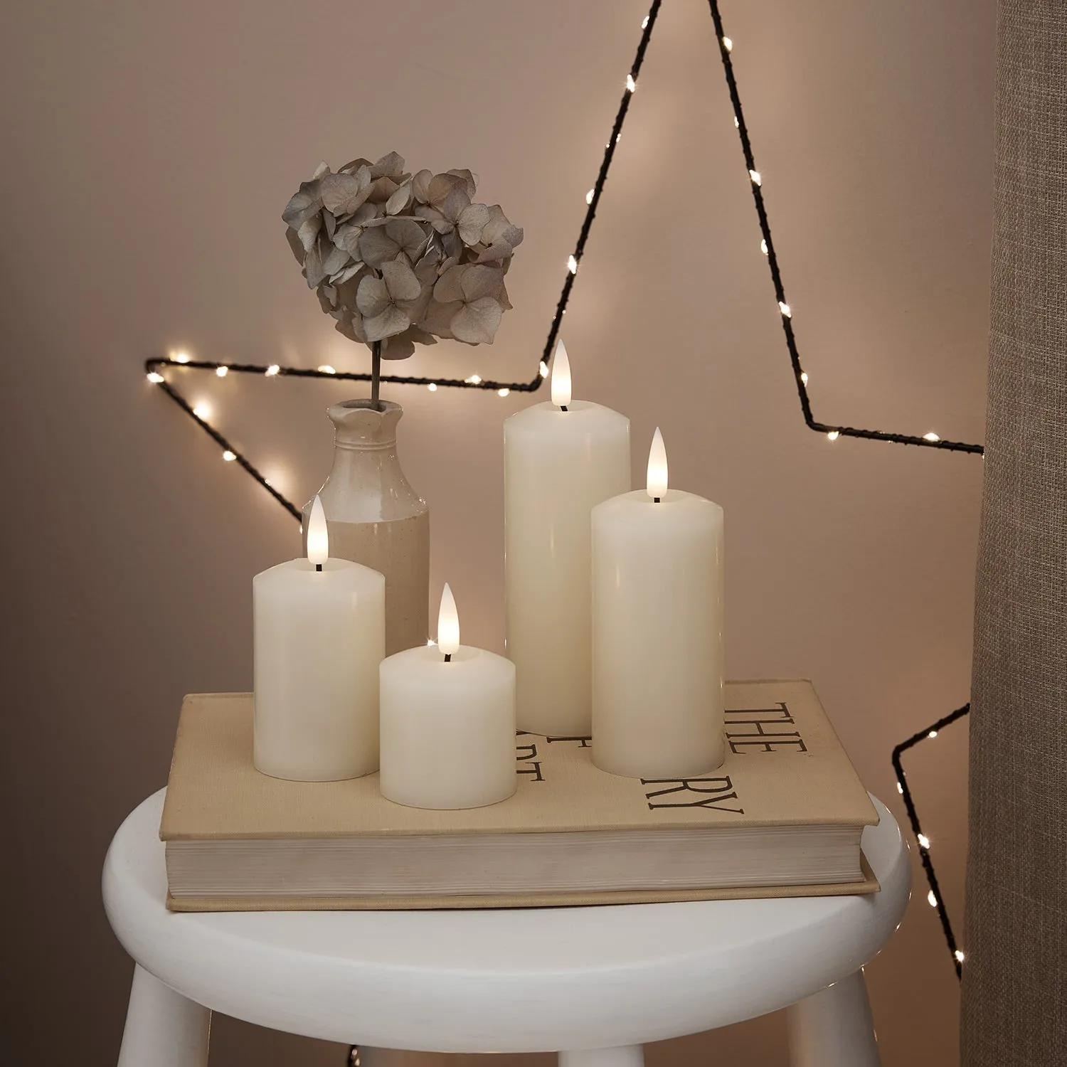 4-Piece Pillar Candle Set - Ivory, Real Wax image