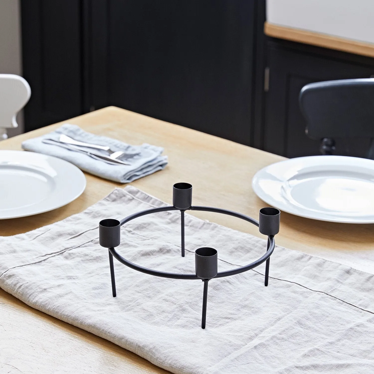 4-Post Taper Candle Holder - Black, Metal image