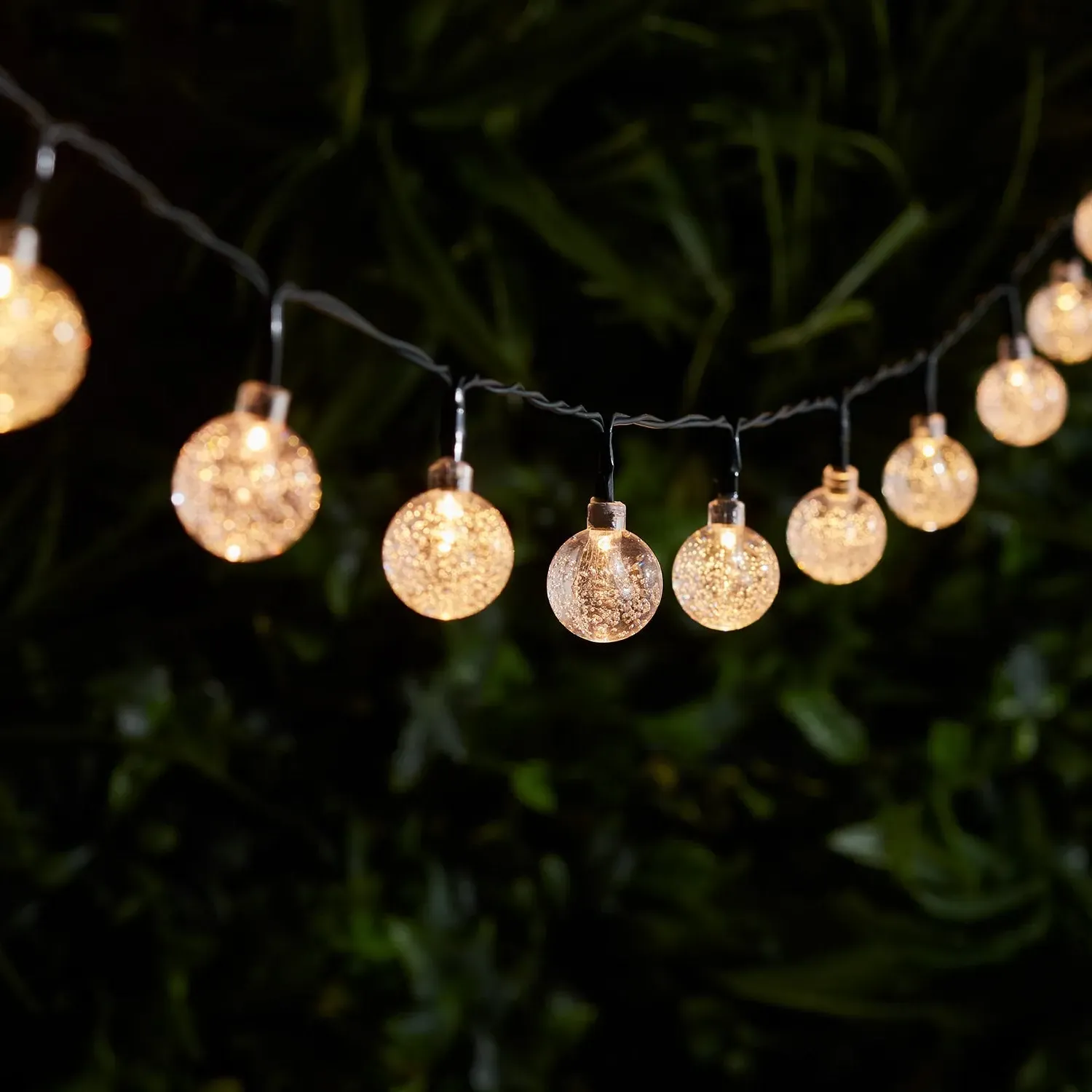 40 LED Solar Fairy Lights - Warm White, Bubble image