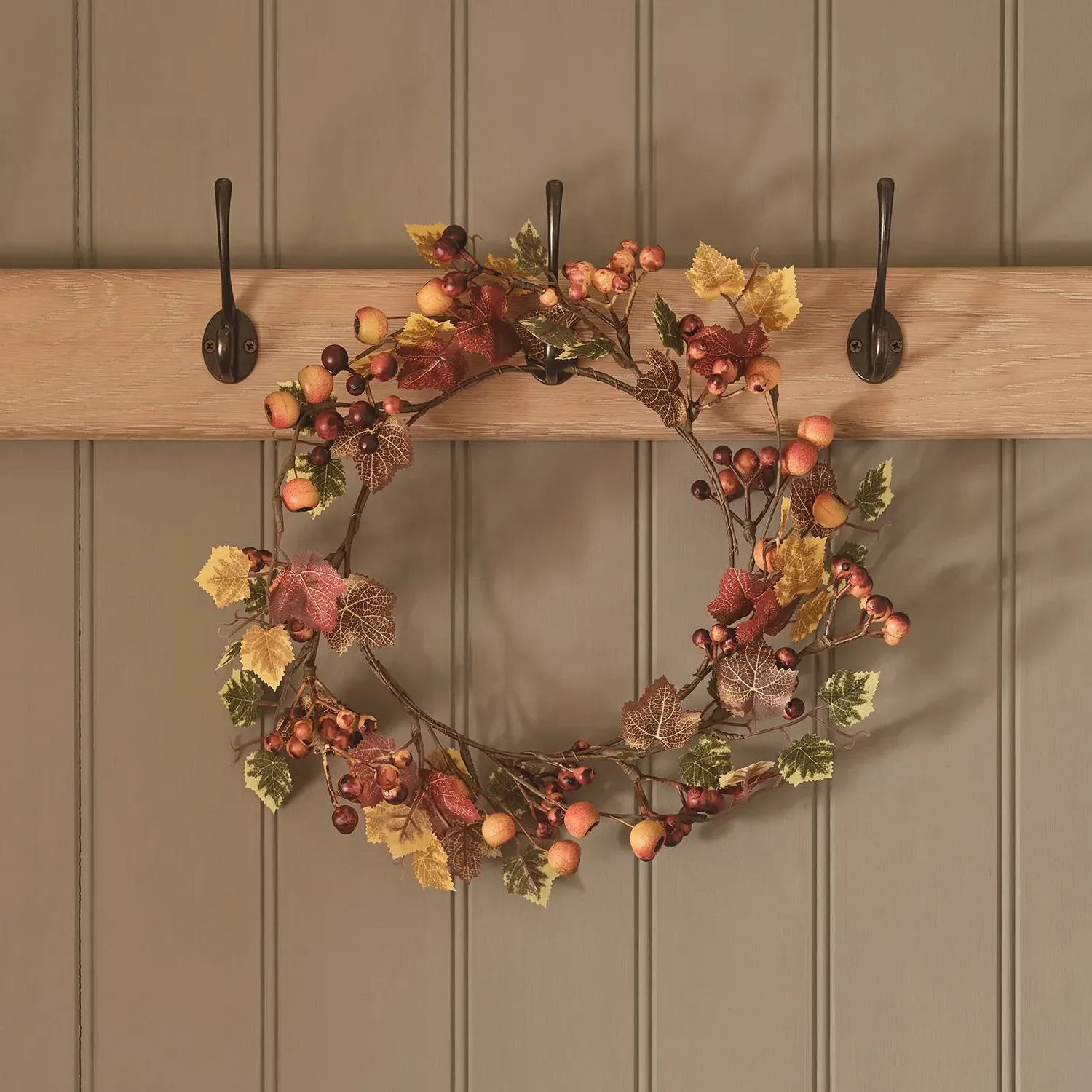 40cm Autumn Wreath with Berries - Mixed, Faux image