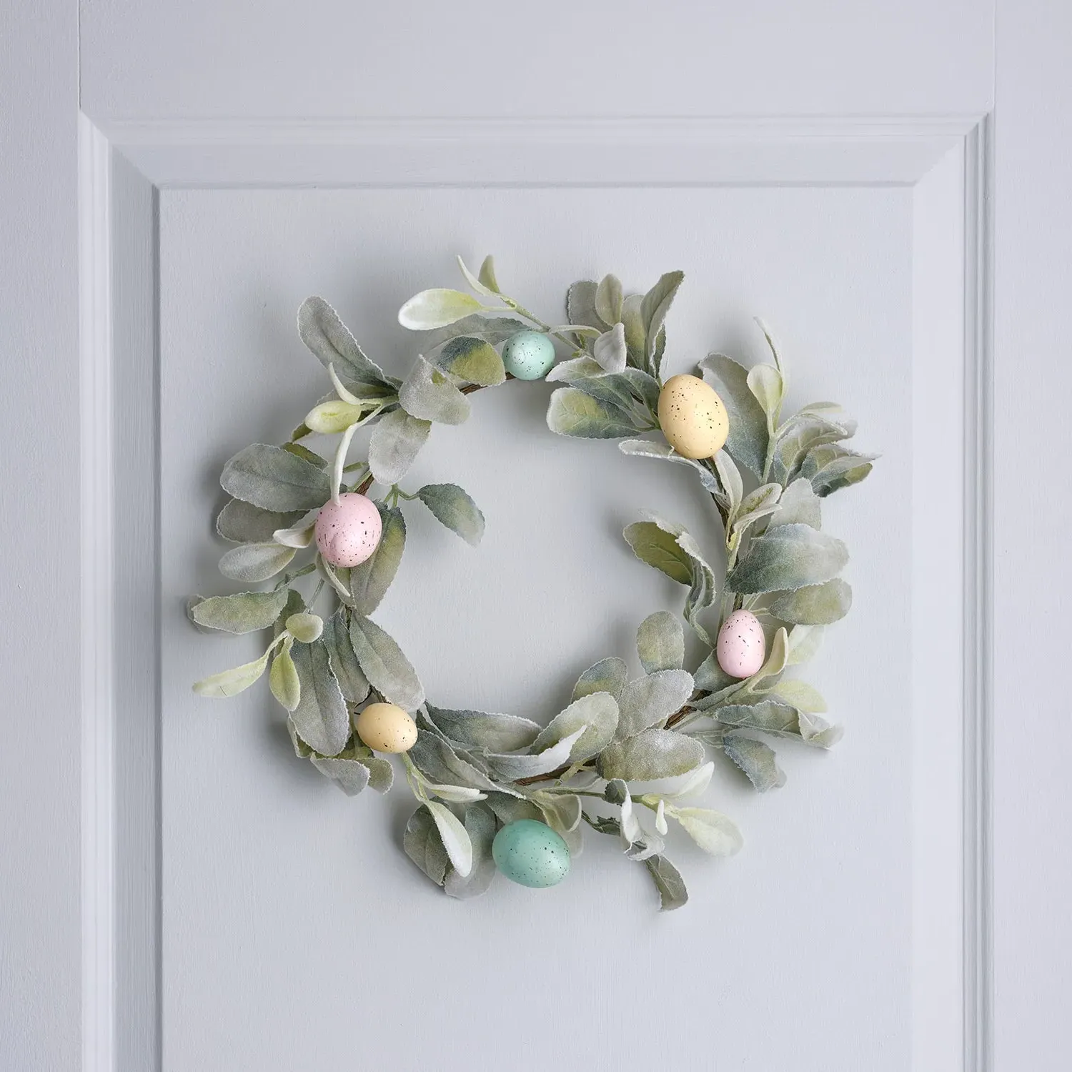 40cm Easter Wreath with Eggs - Pastel, Faux Foliage image