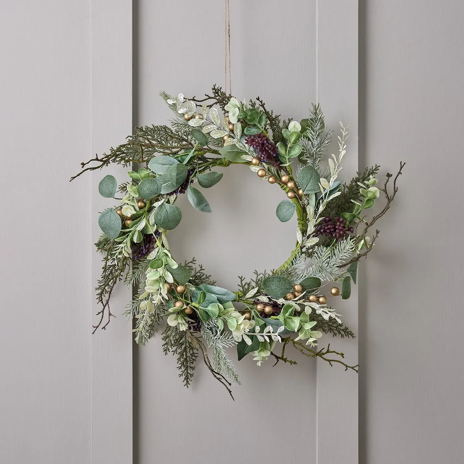 40cm Gold Berry Wreath - Faux Foliage