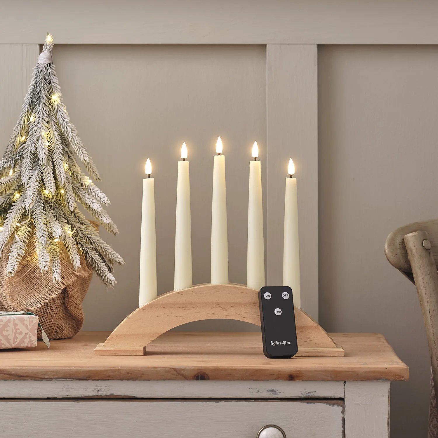 5-Light LED Candle Bridge - Warm White, Wood
