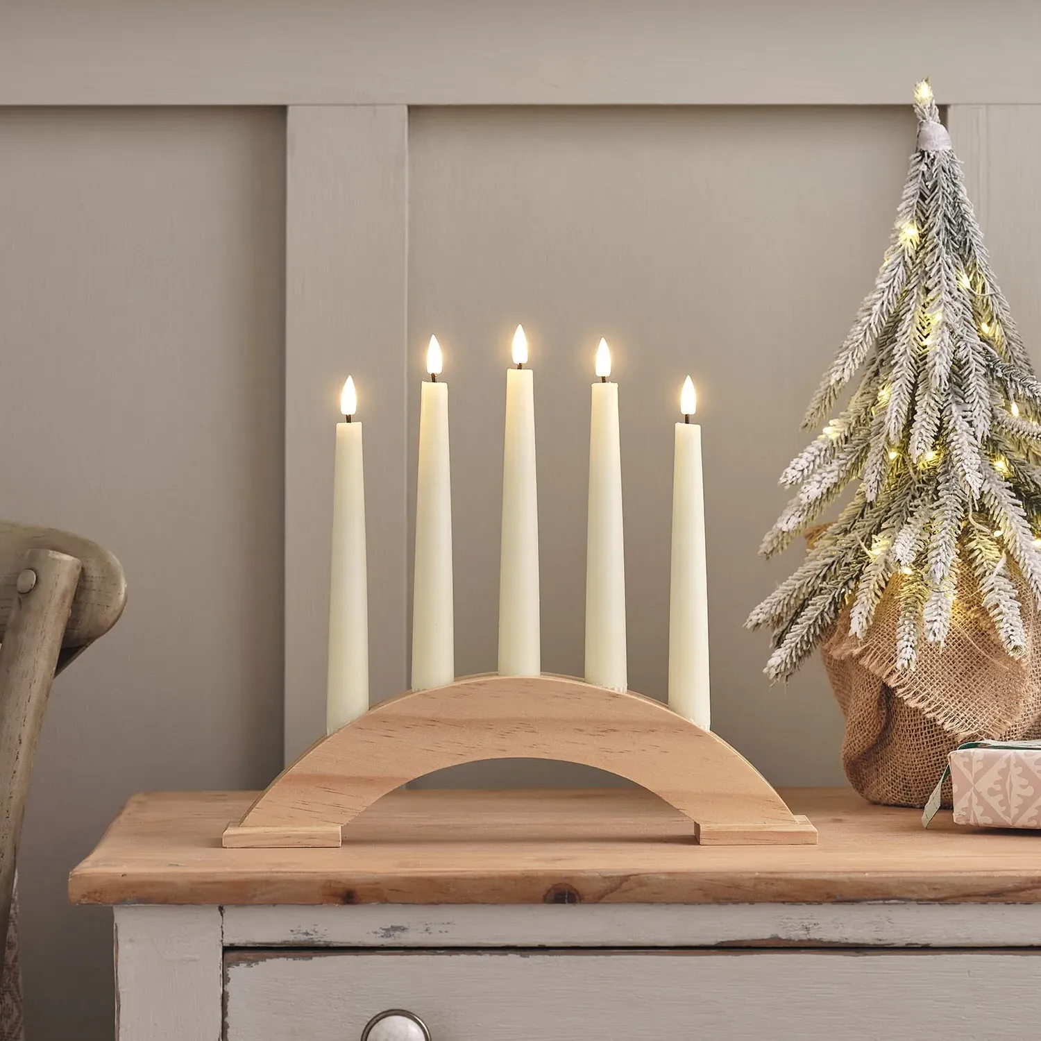 5-Light LED Candle Bridge - Warm White, Wood image