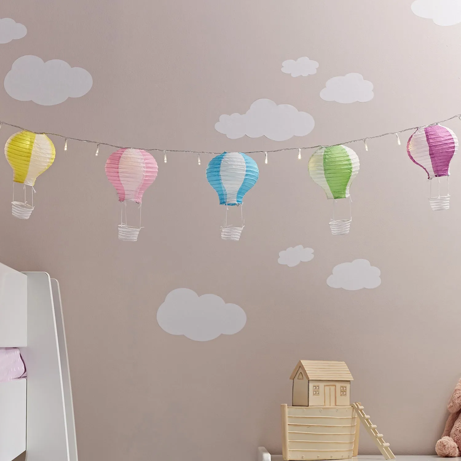 5-Pack Hot Air Balloon Fairy Light Lanterns - Pastel image