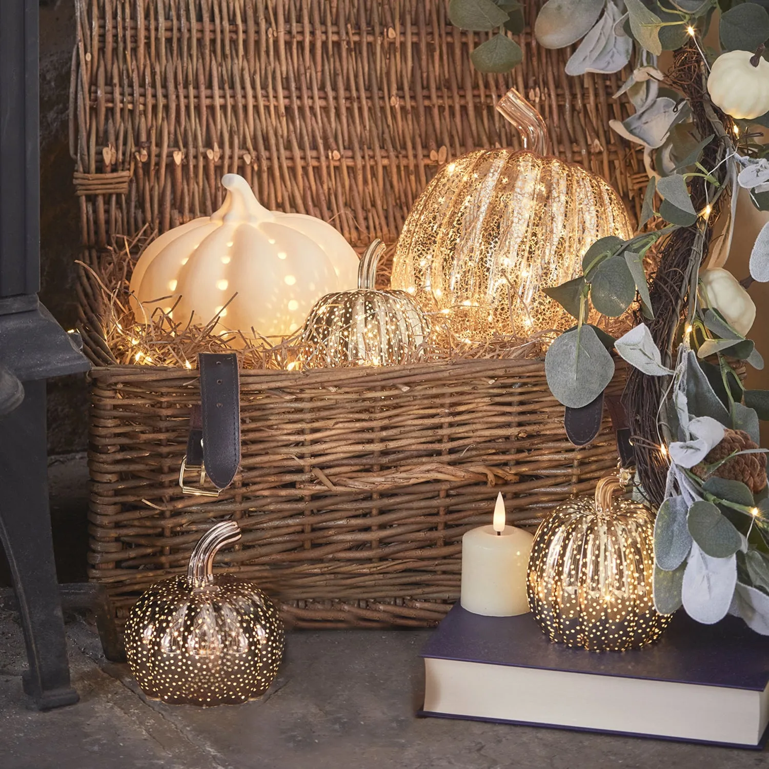 5-Piece Pumpkin Light Set - Warm White, Mixed image