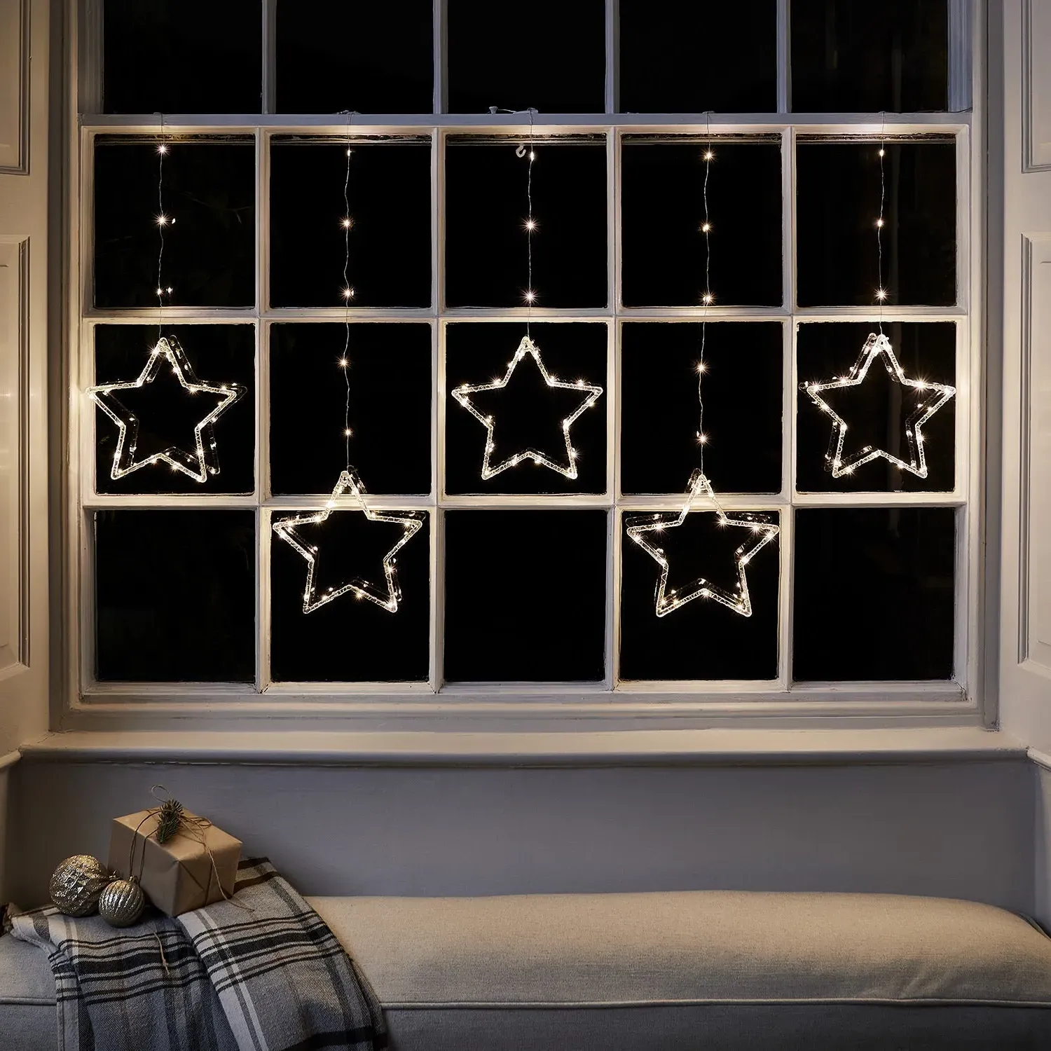 5-Star Curtain Light with Timer - Warm White image