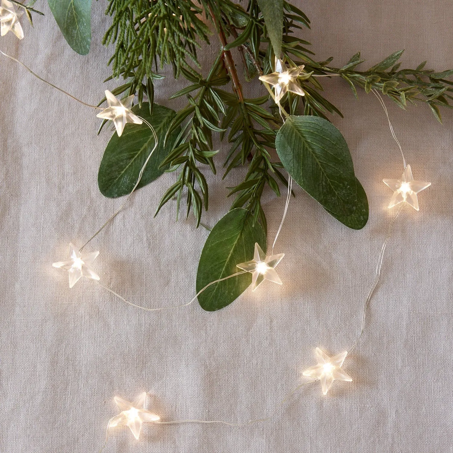 50 Star Micro Fairy Lights - Warm White, Silver Wire image