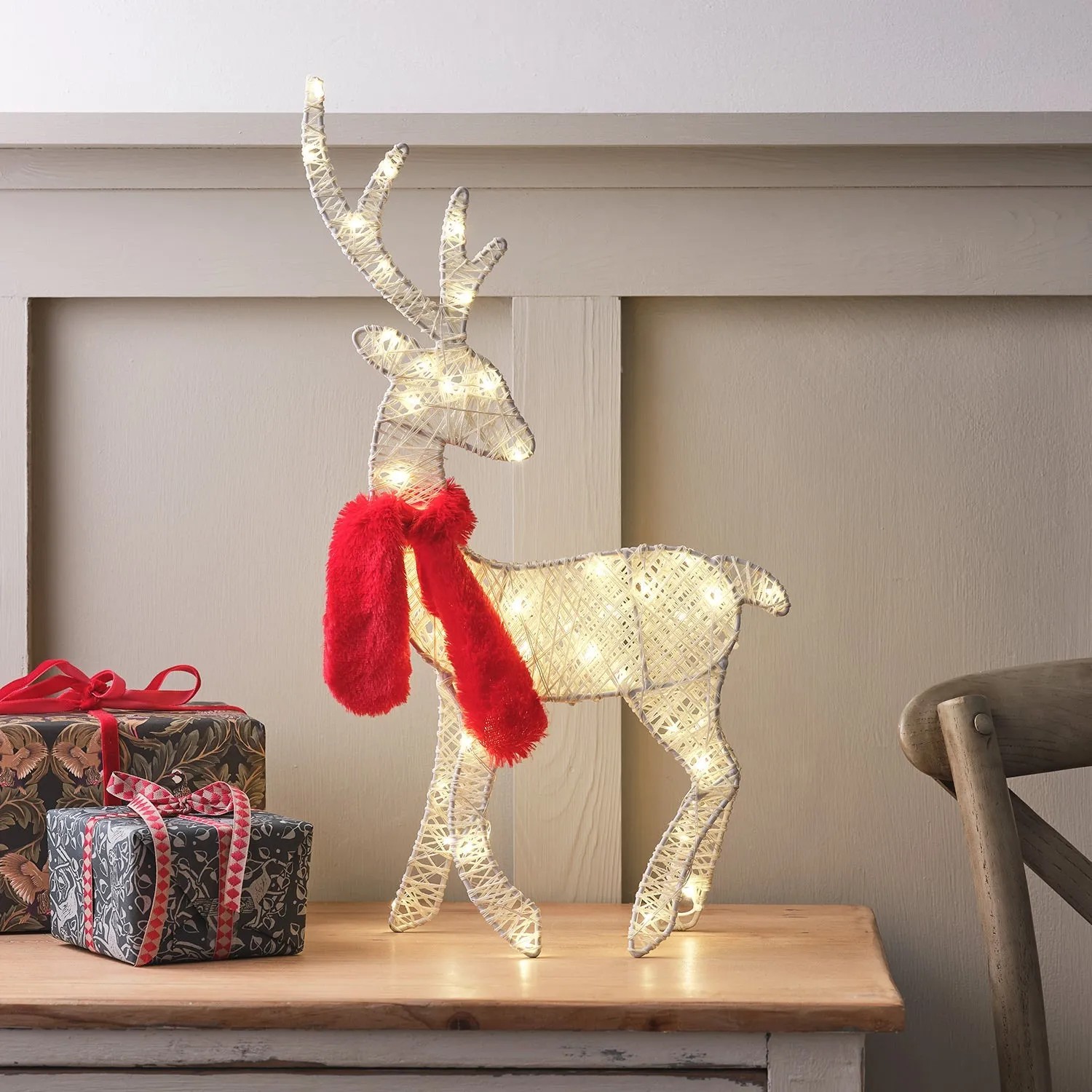 50cm LED Reindeer Figure - White, Wire Frame image
