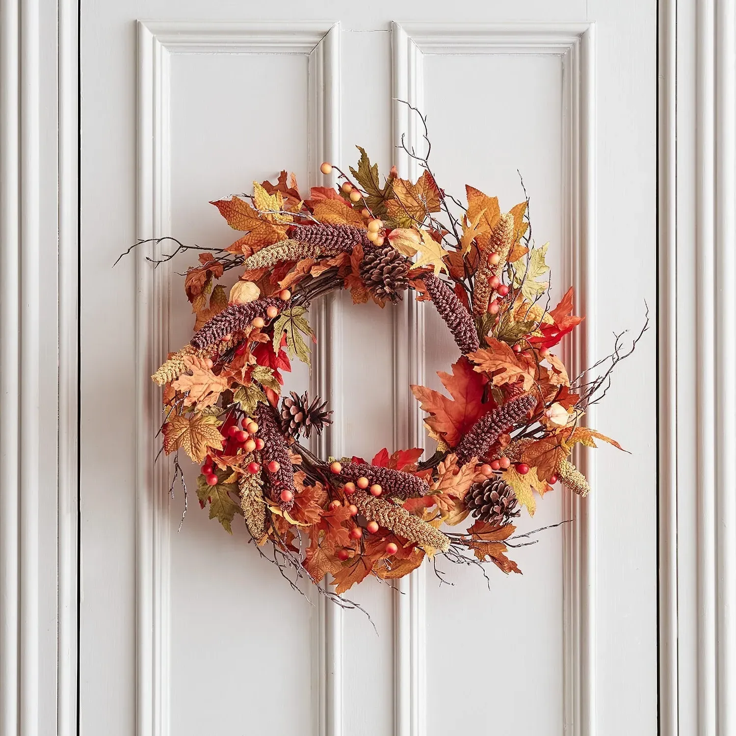 50cm Pre-Lit Autumn Wreath - Berry & Pinecone image