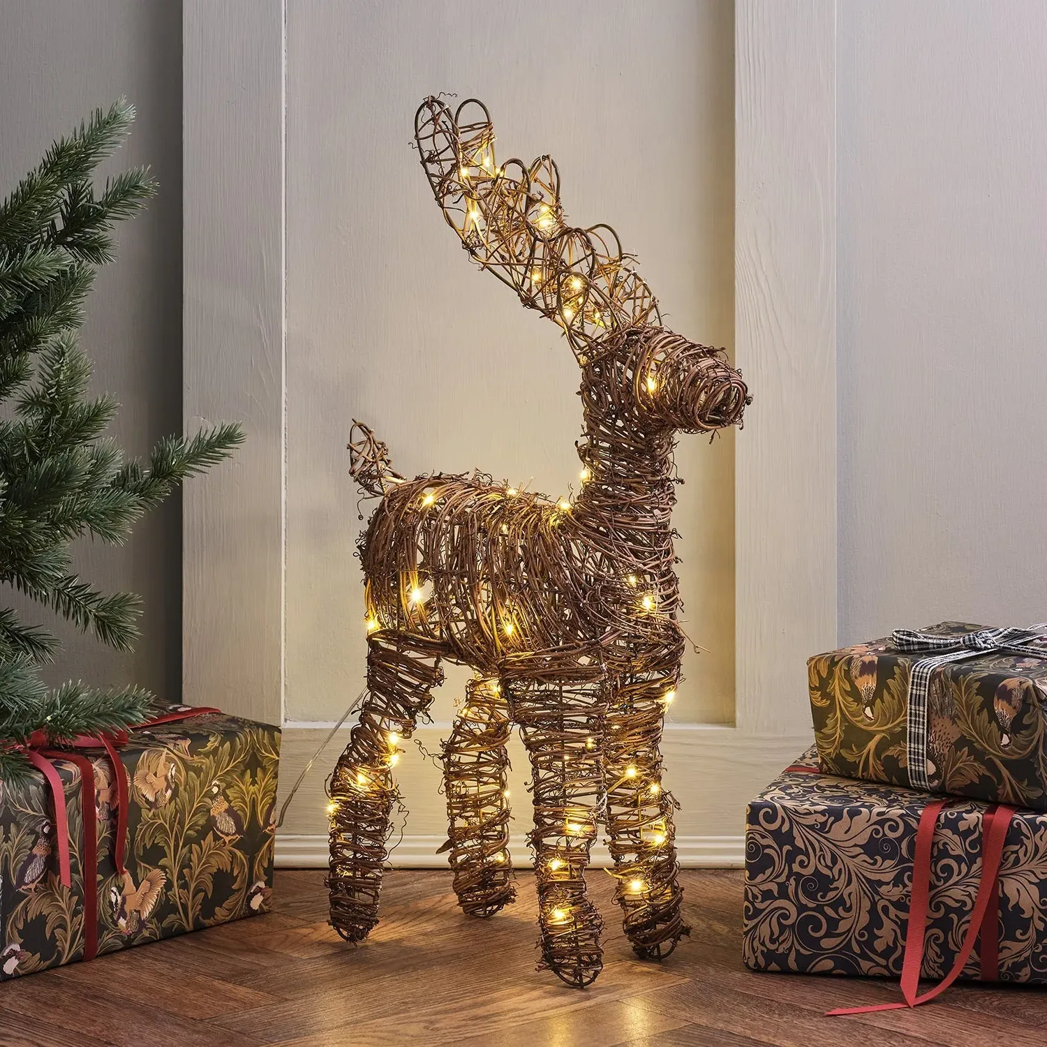 55cm LED Reindeer Figure - Warm White, Rattan image