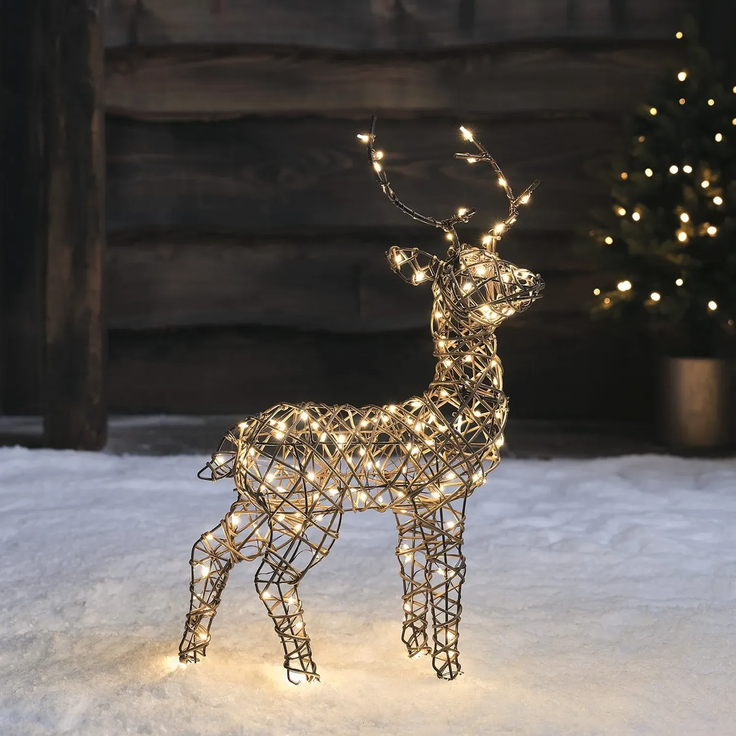 56cm LED Reindeer Light - Warm White, Rattan image