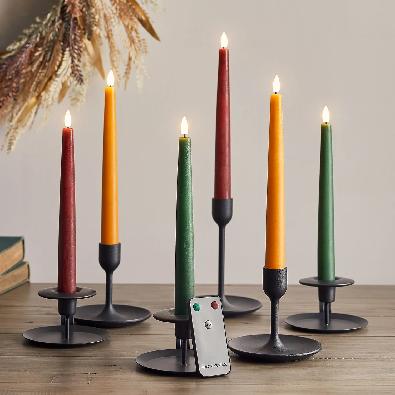 6-Pack LED Taper Candles Remote Control - Multi
