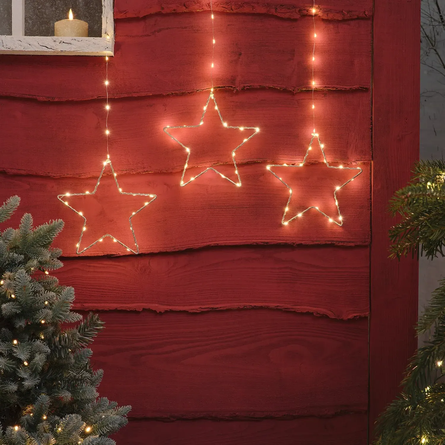 6-Pack Star String Lights - Silver, Metal Wire image
