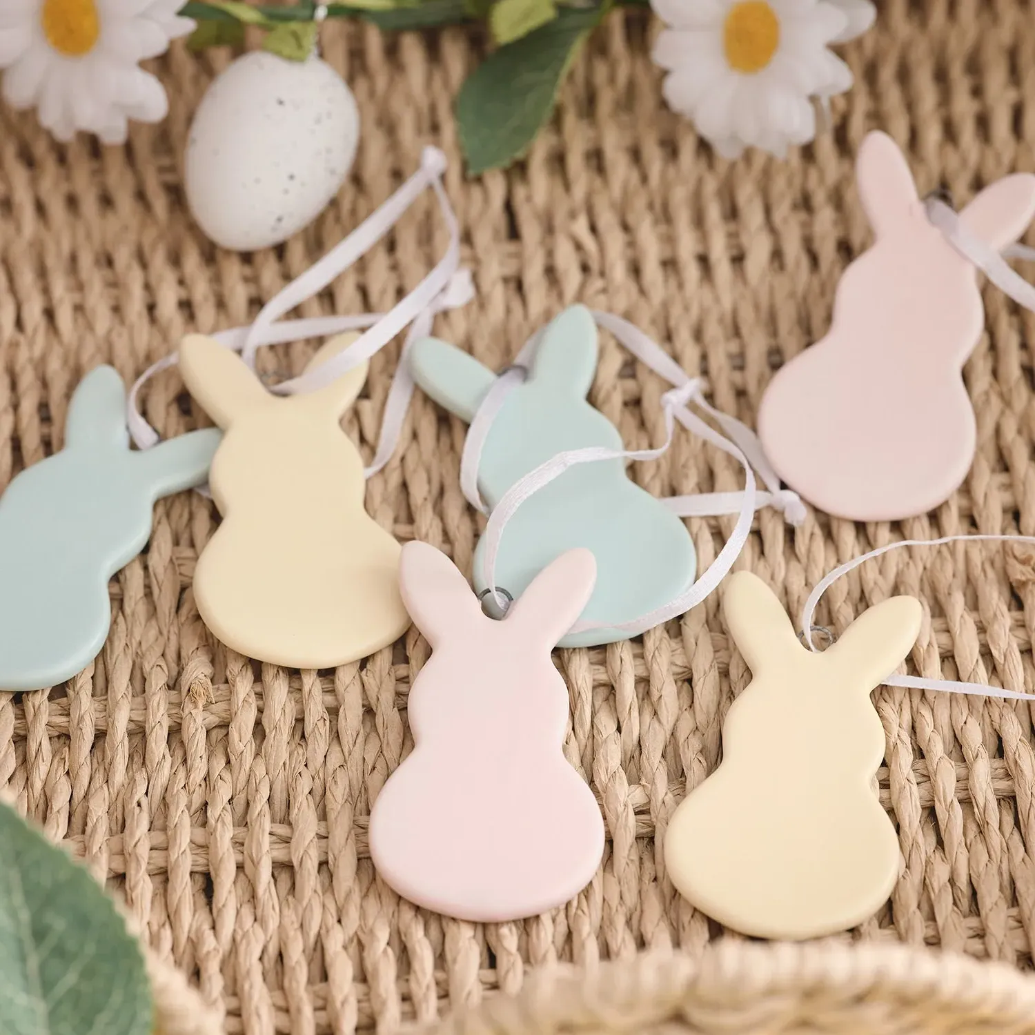 6-Piece Bunny Hanging Decorations - Ceramic