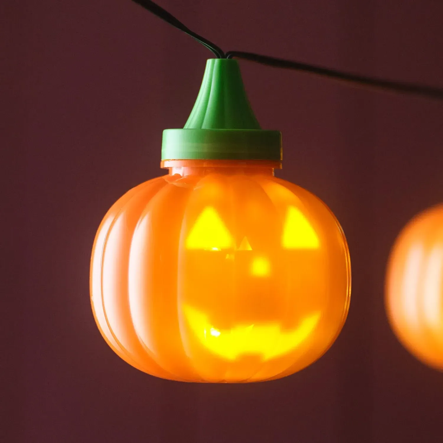 6-Piece Pumpkin LED String Lights - Orange, Plastic