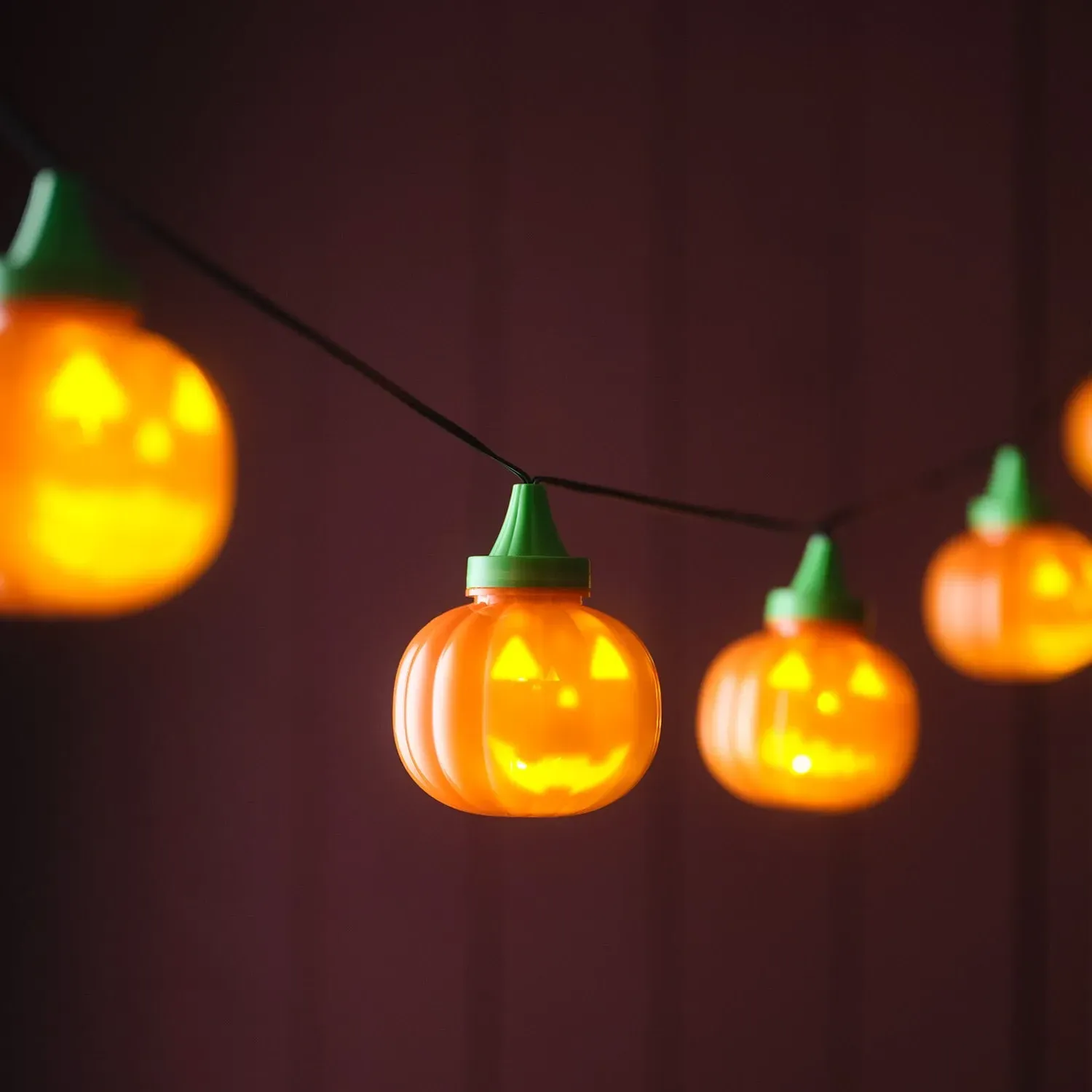 6-Piece Pumpkin LED String Lights - Orange, Plastic image