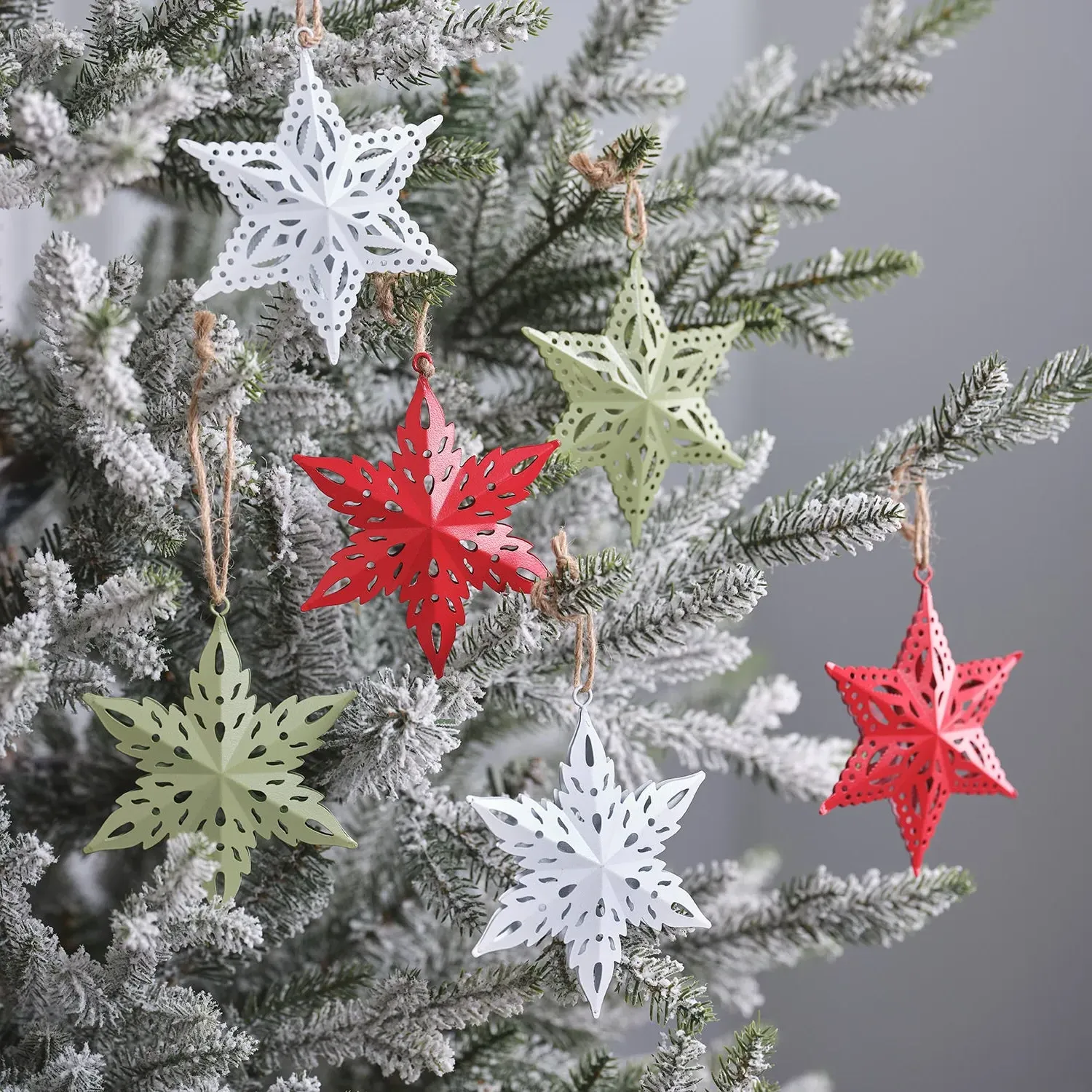 6-Piece Star Christmas Decorations - Multi, Metal