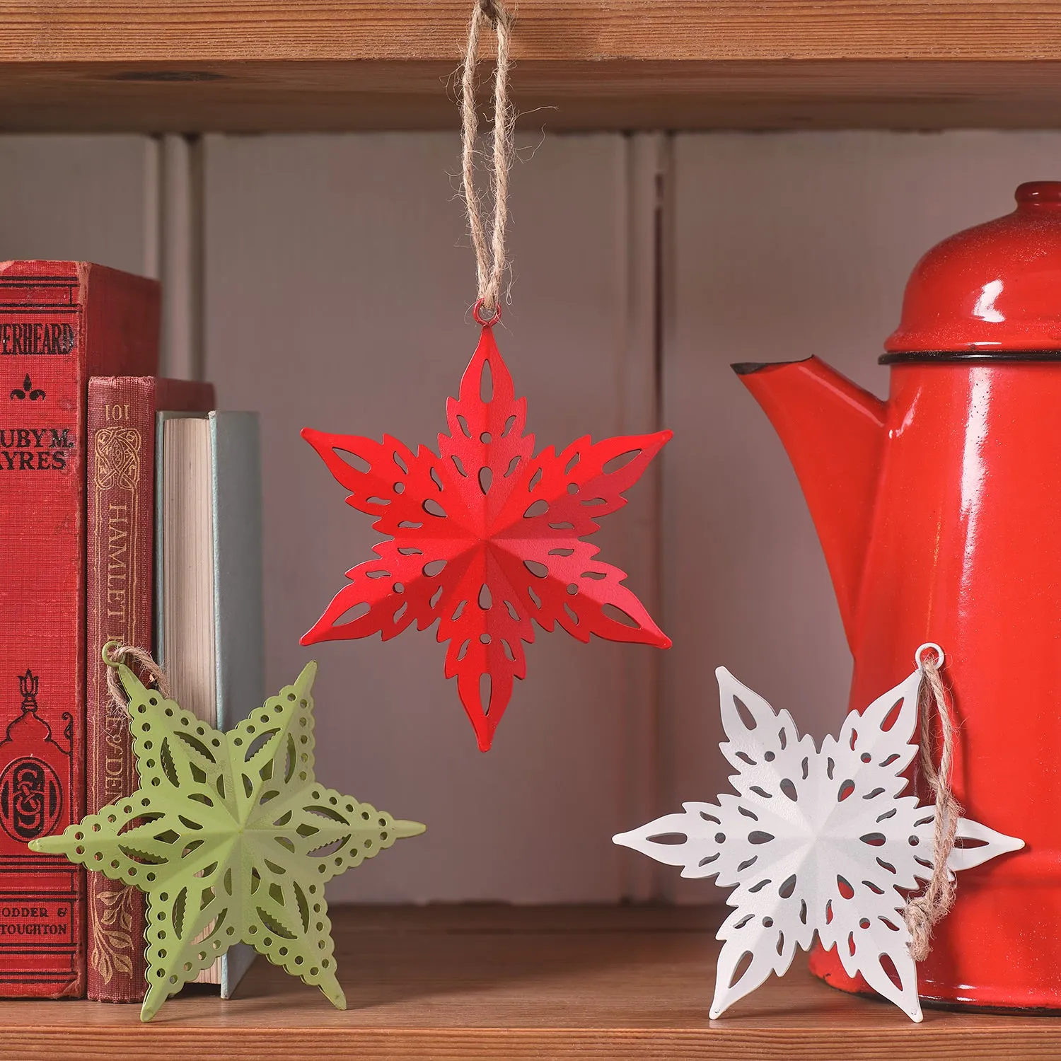 6-Piece Star Christmas Decorations - Multi, Metal image