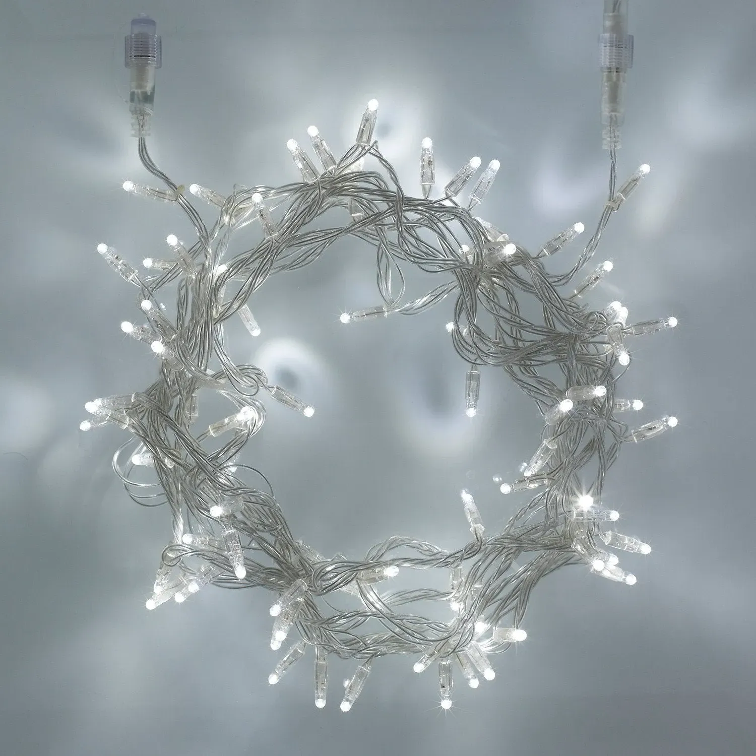 60m Connectable Fairy Lights - White, Clear Cable