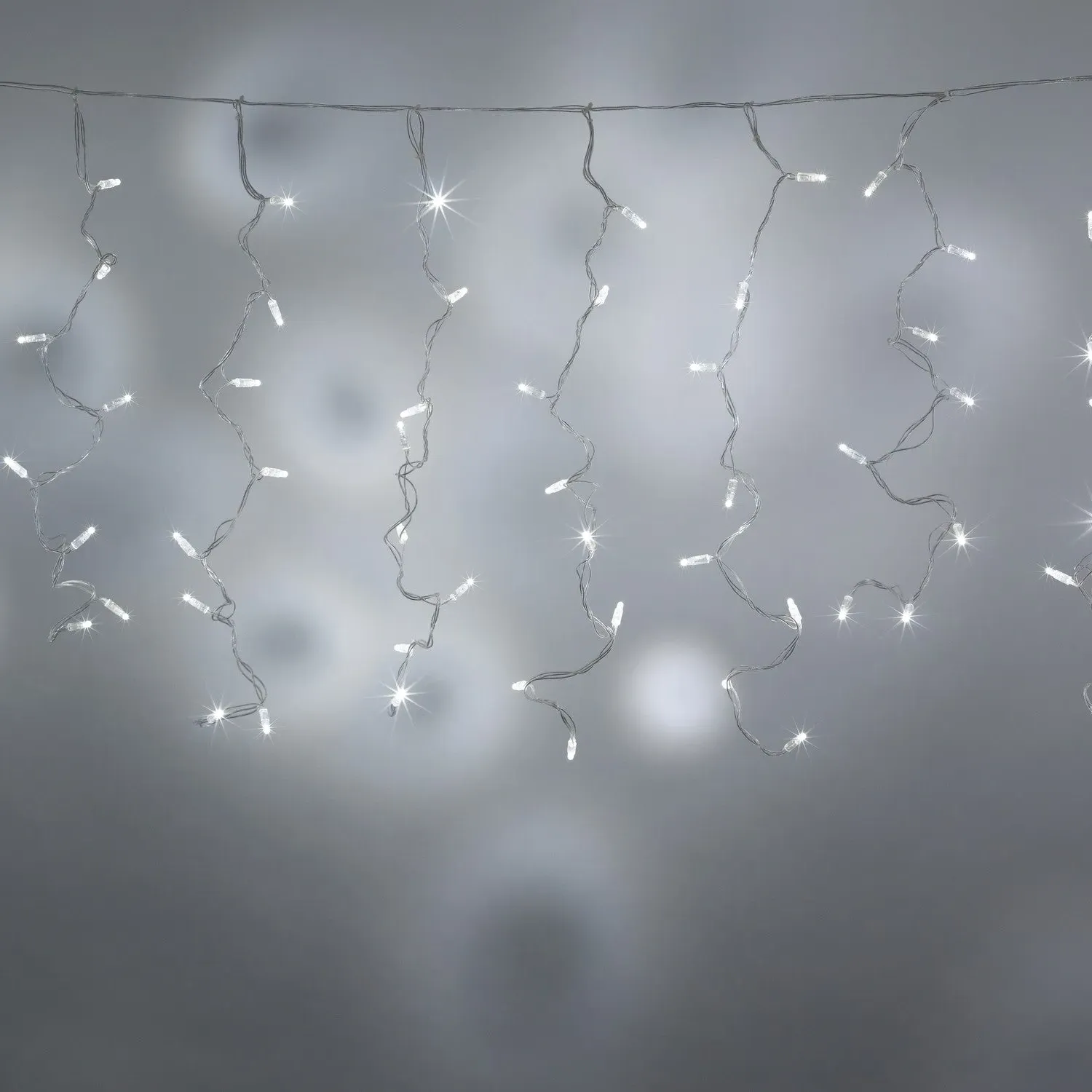 6m Connectable Curtain Lights - White, Clear Cable