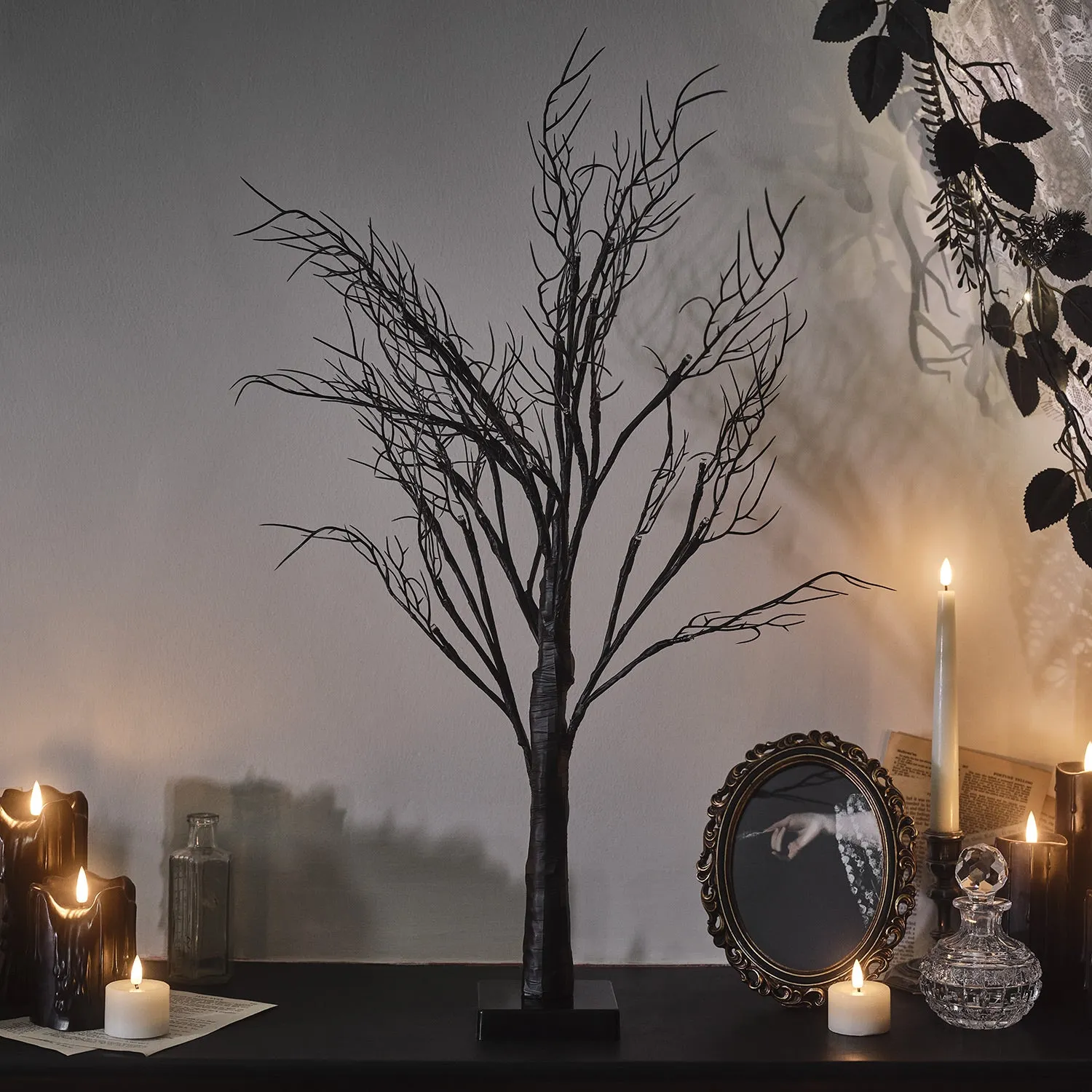 70cm LED Twig Tree - Warm White, Rattan