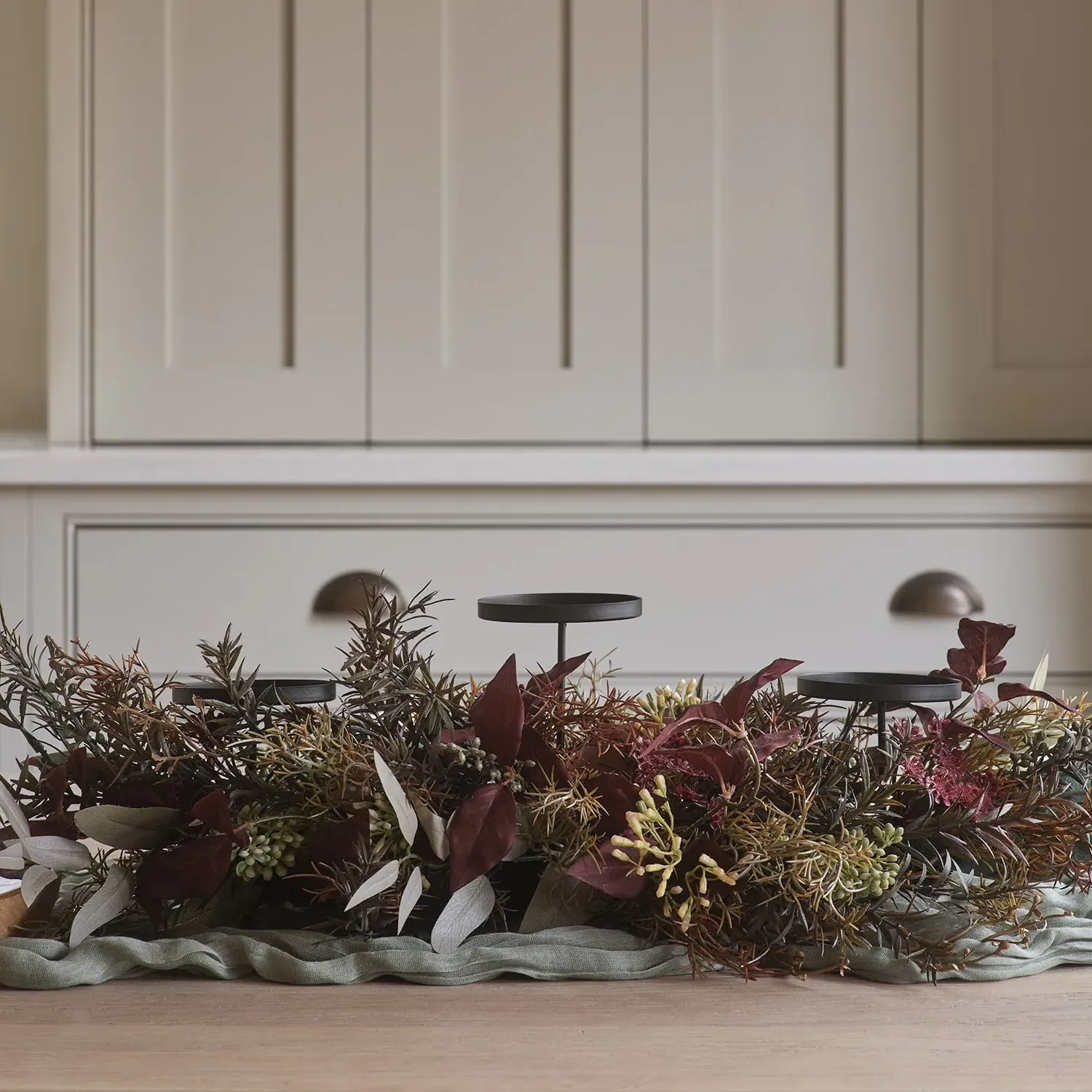 70cm Trio Candle Holder - Autumn, Metal & Twig
