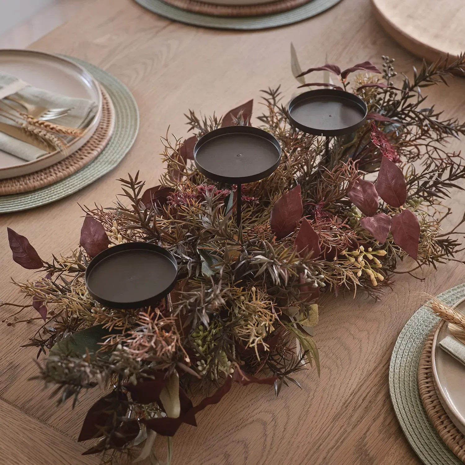 70cm Trio Candle Holder - Autumn, Metal & Twig image