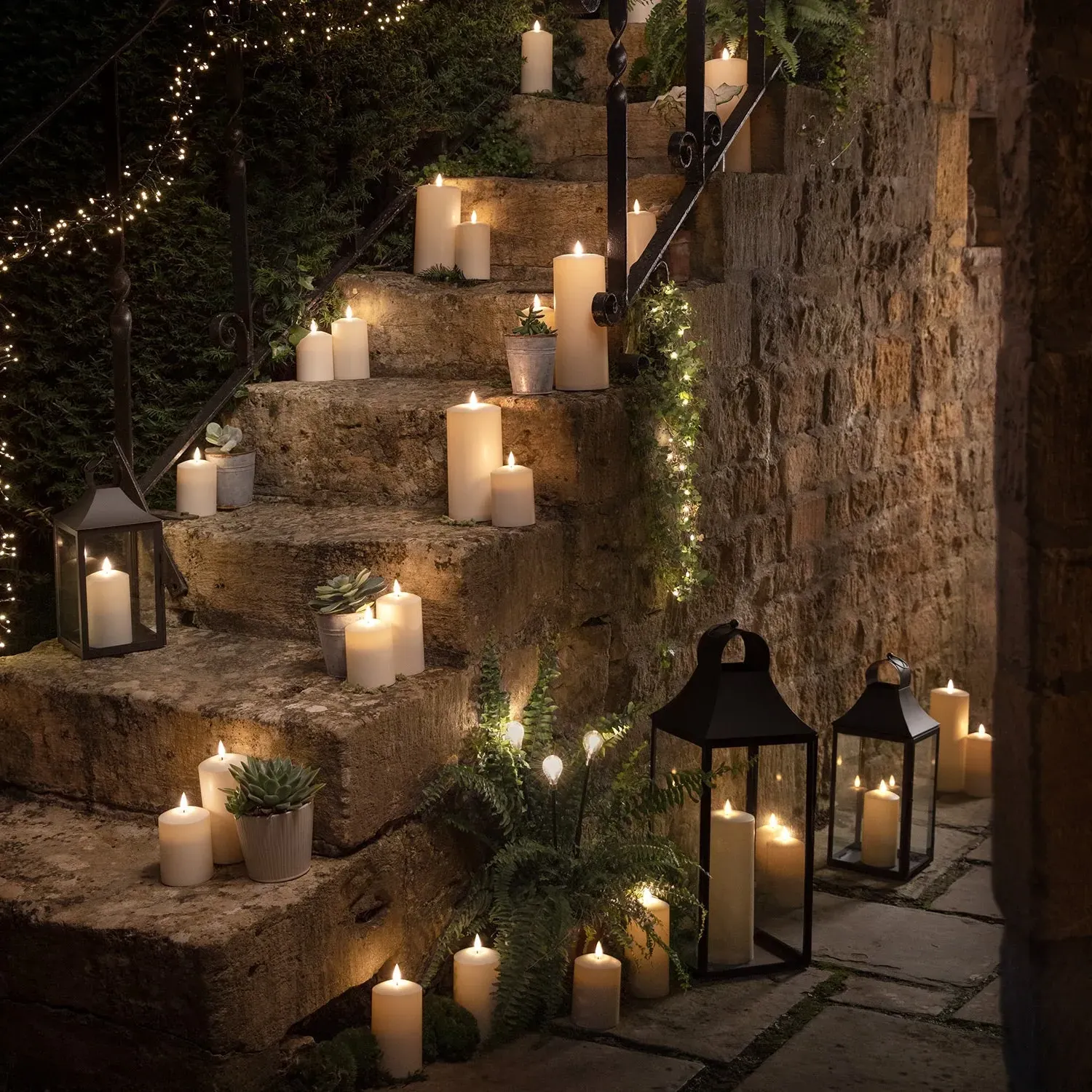 7m Solar Cluster Lights - Warm White, Wire