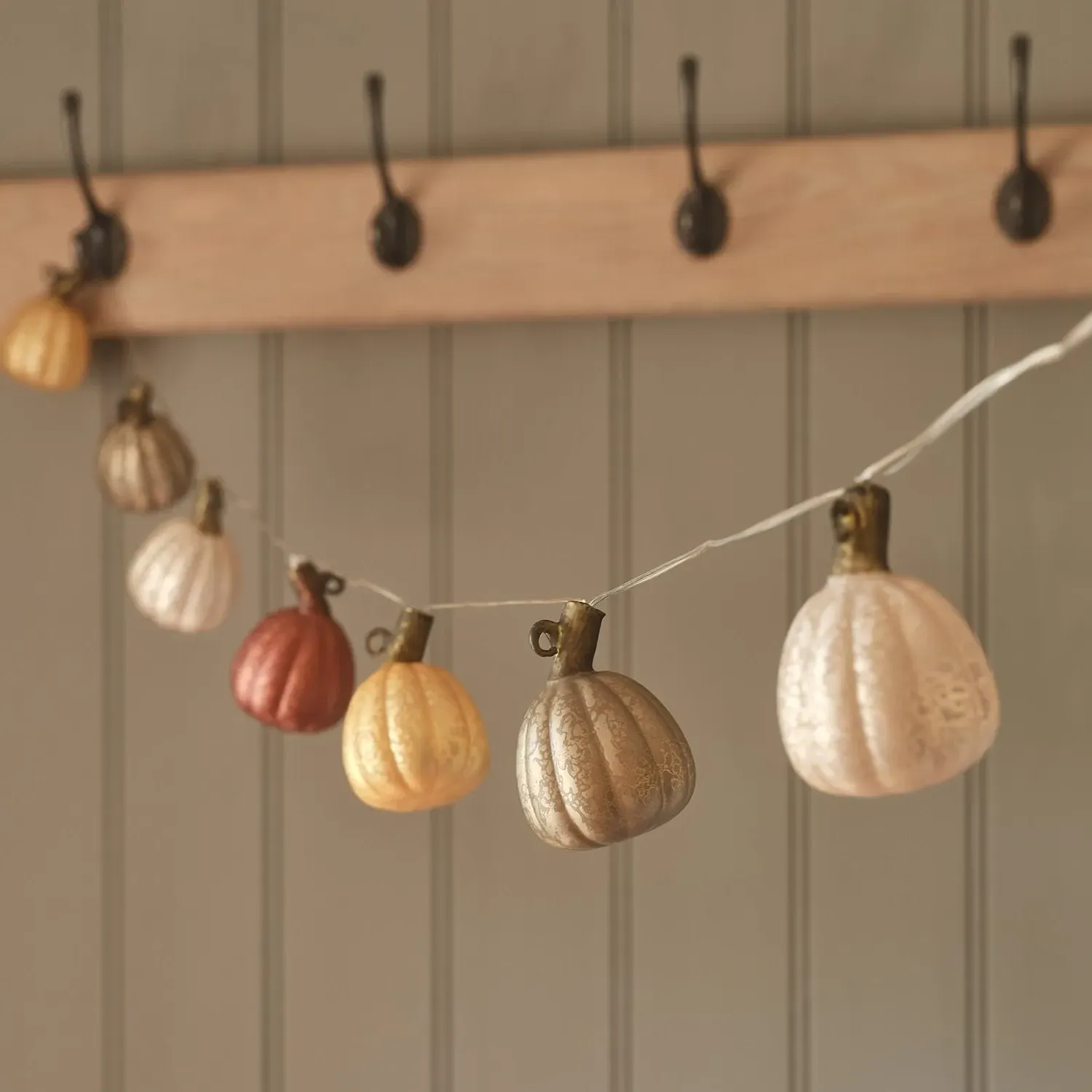 8-Light Pumpkin LED String Lights - Glass