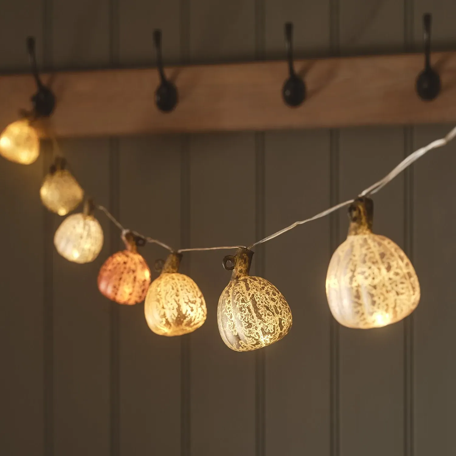 8-Light Pumpkin LED String Lights - Glass image