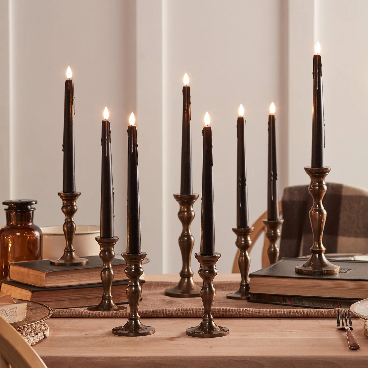 8-Pack LED Dripping Candles with Remote - Black
