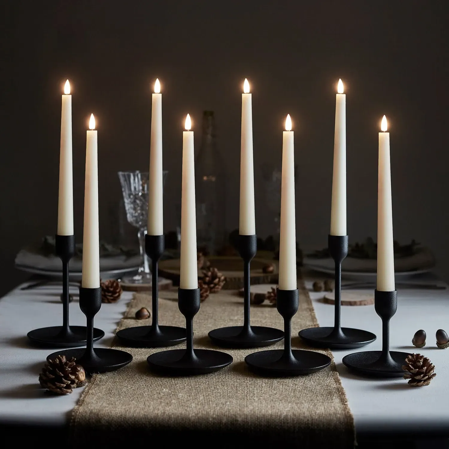 8-Pack LED Taper Candles with Remote - Ivory, Wax