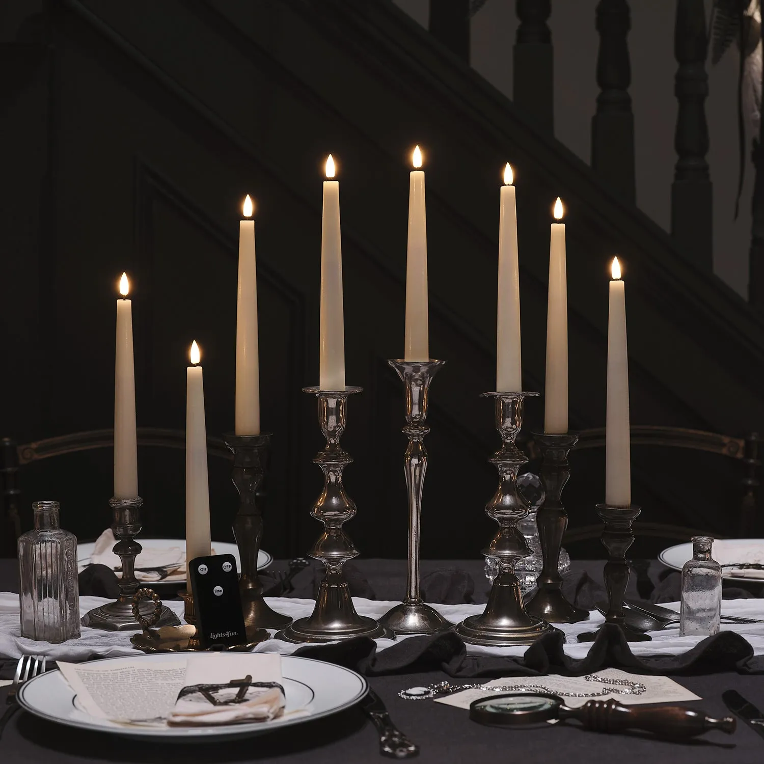 8-Pack LED Taper Candles with Remote - Ivory, Wax image