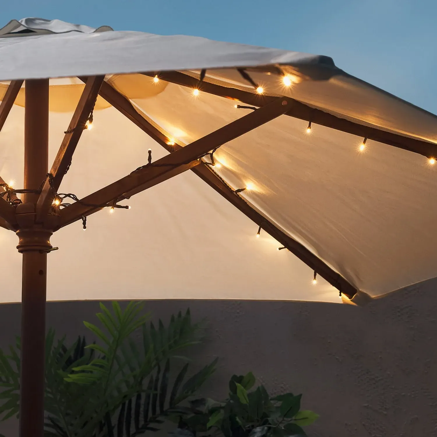 80 LED Parasol Lights Remote - Warm White