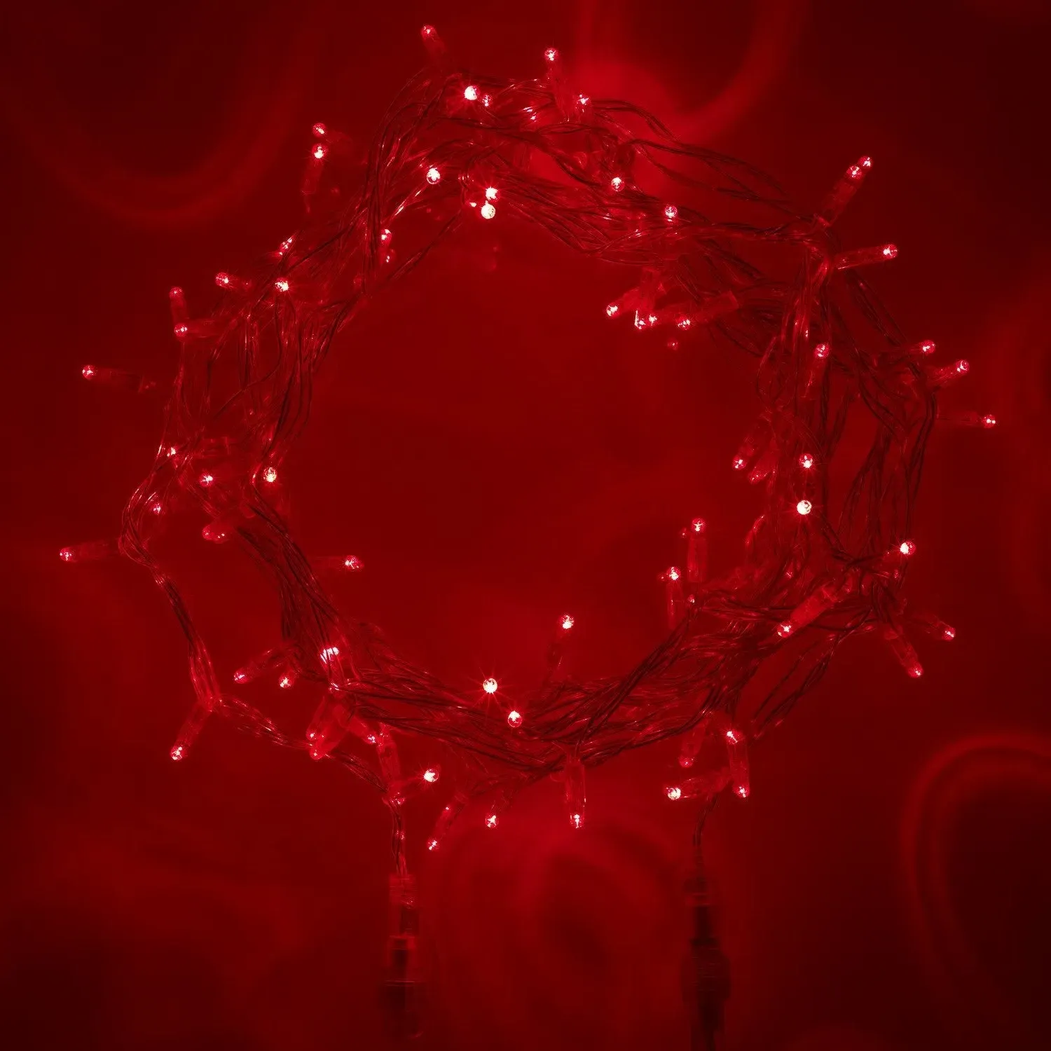 80m Connectable Fairy Lights - Red, Clear Cable