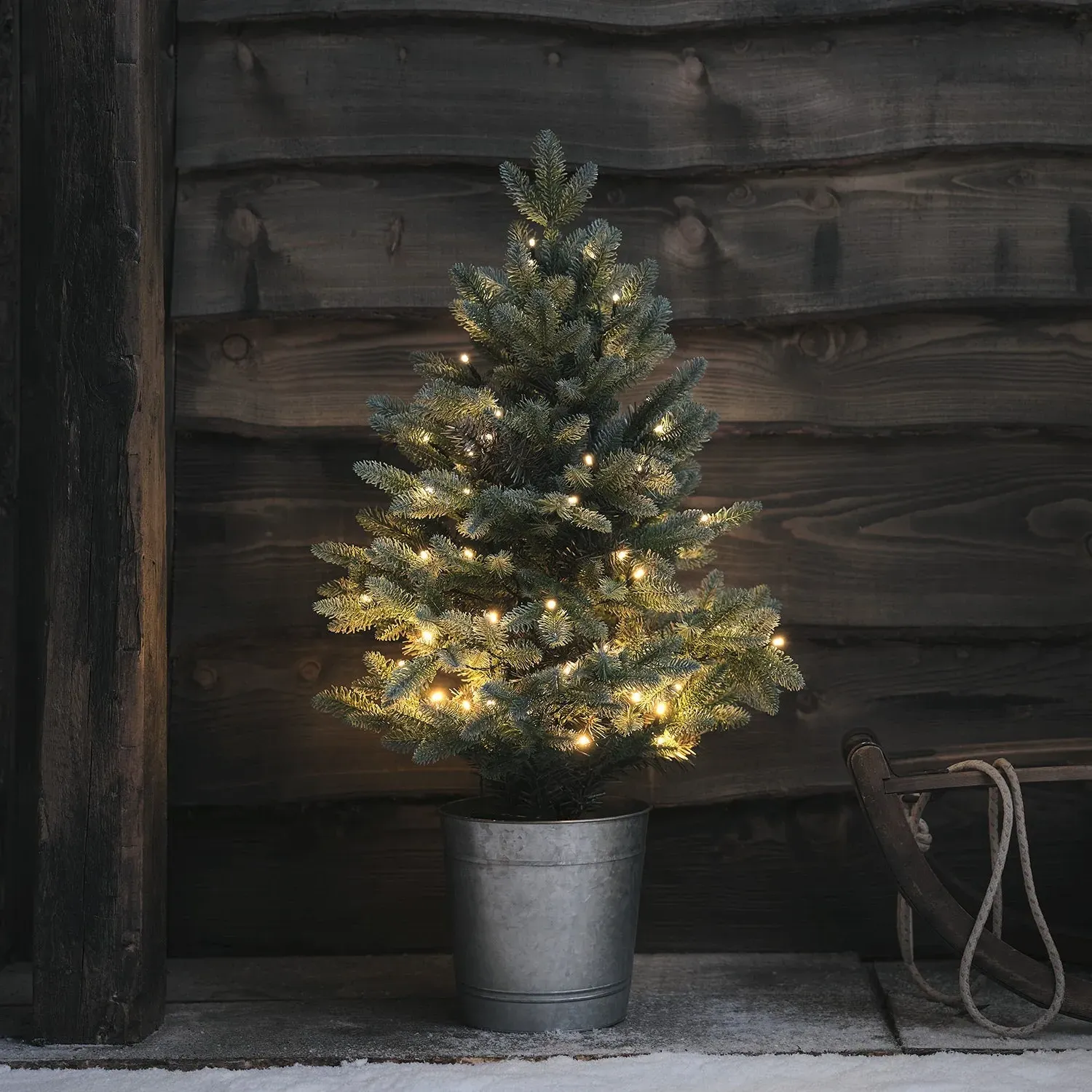 90cm Pre-Lit Christmas Tree with Pot - Green