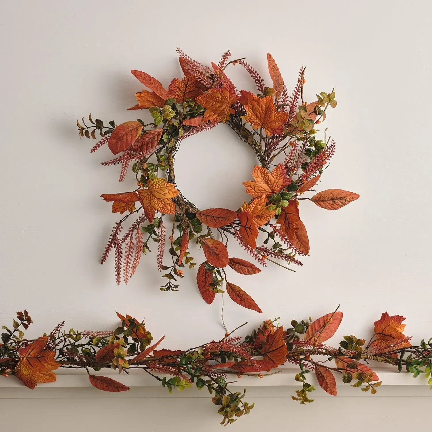 Autumn Wreath & Garland Set - Orange, Maple