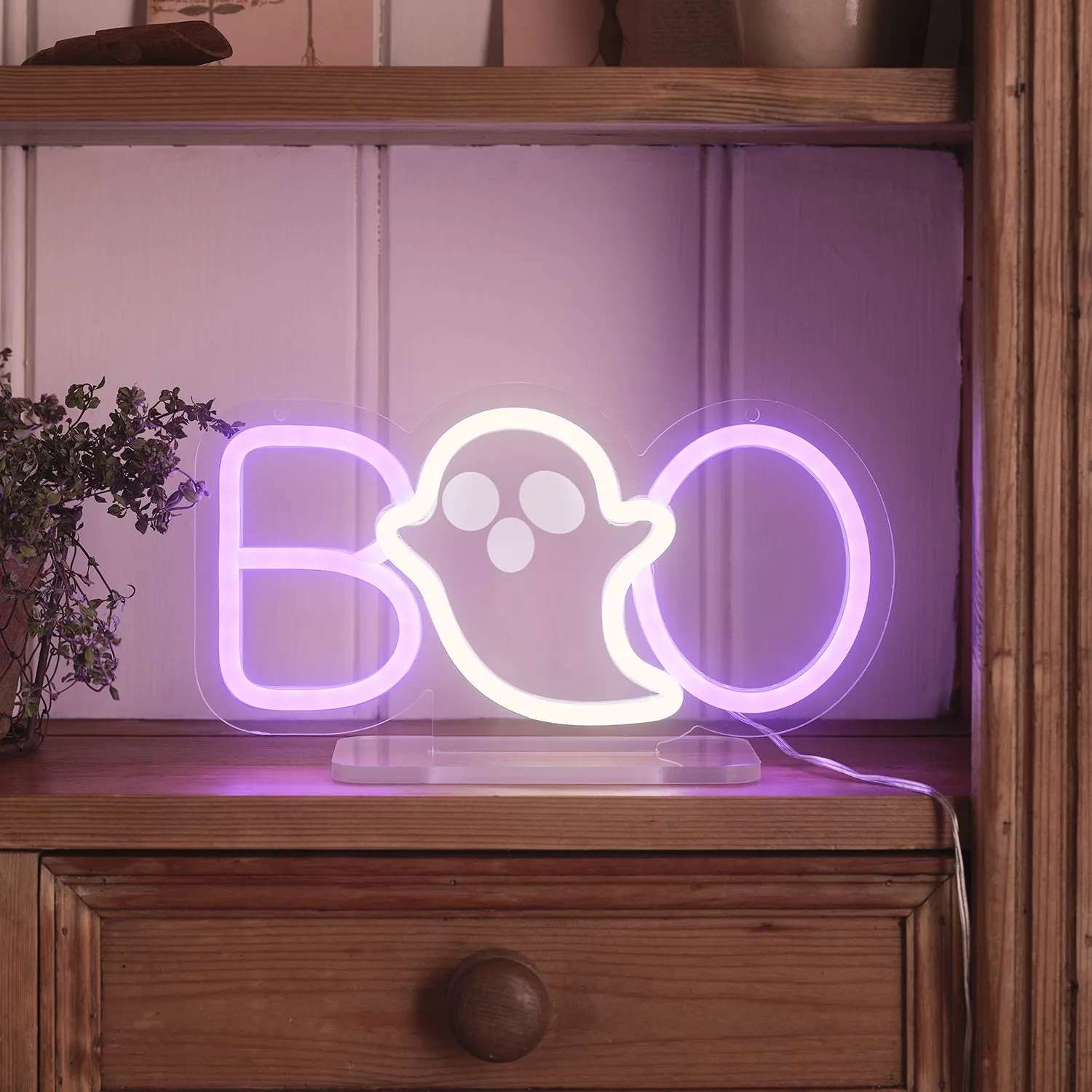 Boo Halloween Neon Light - Purple, Acrylic