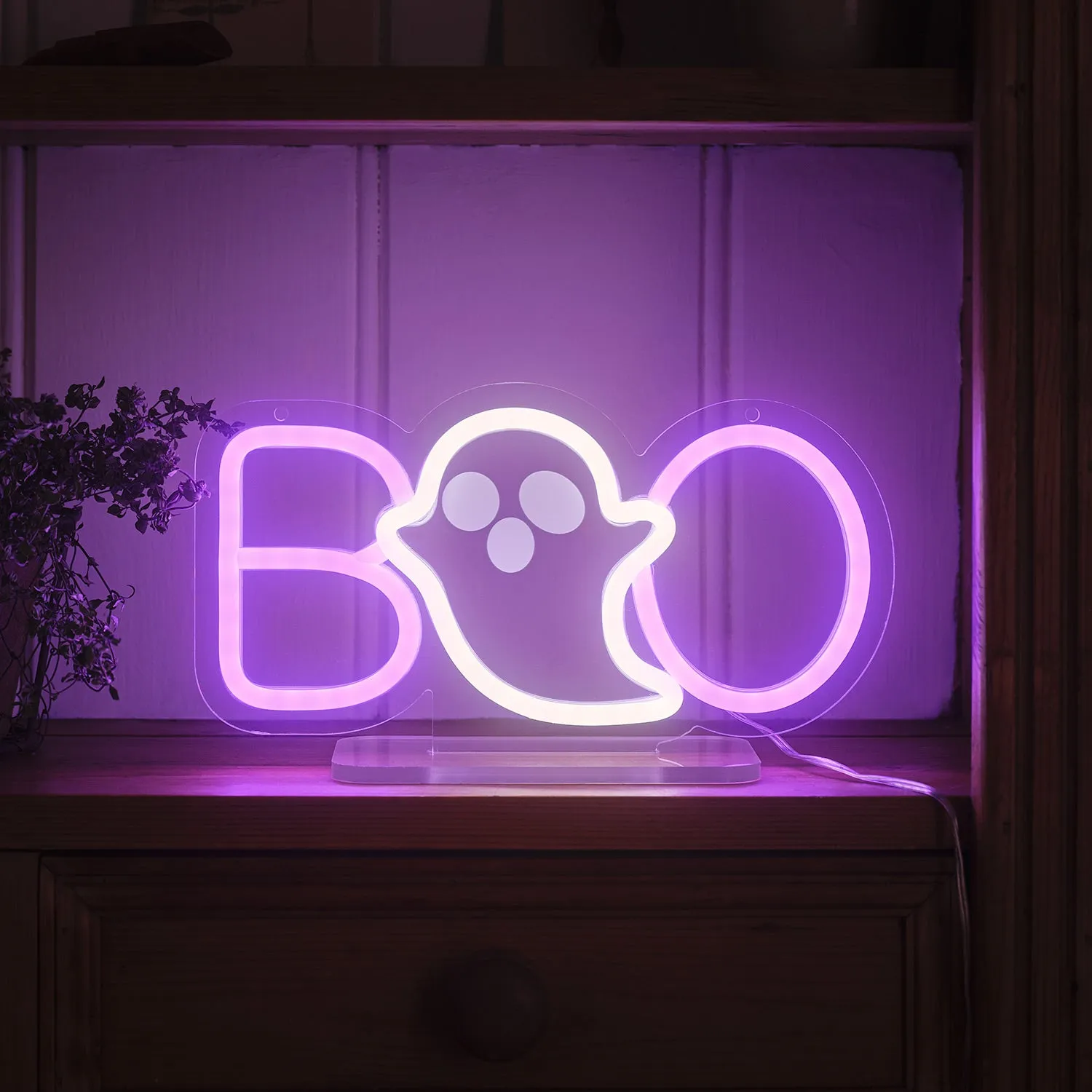 Boo Halloween Neon Light - Purple, Acrylic image
