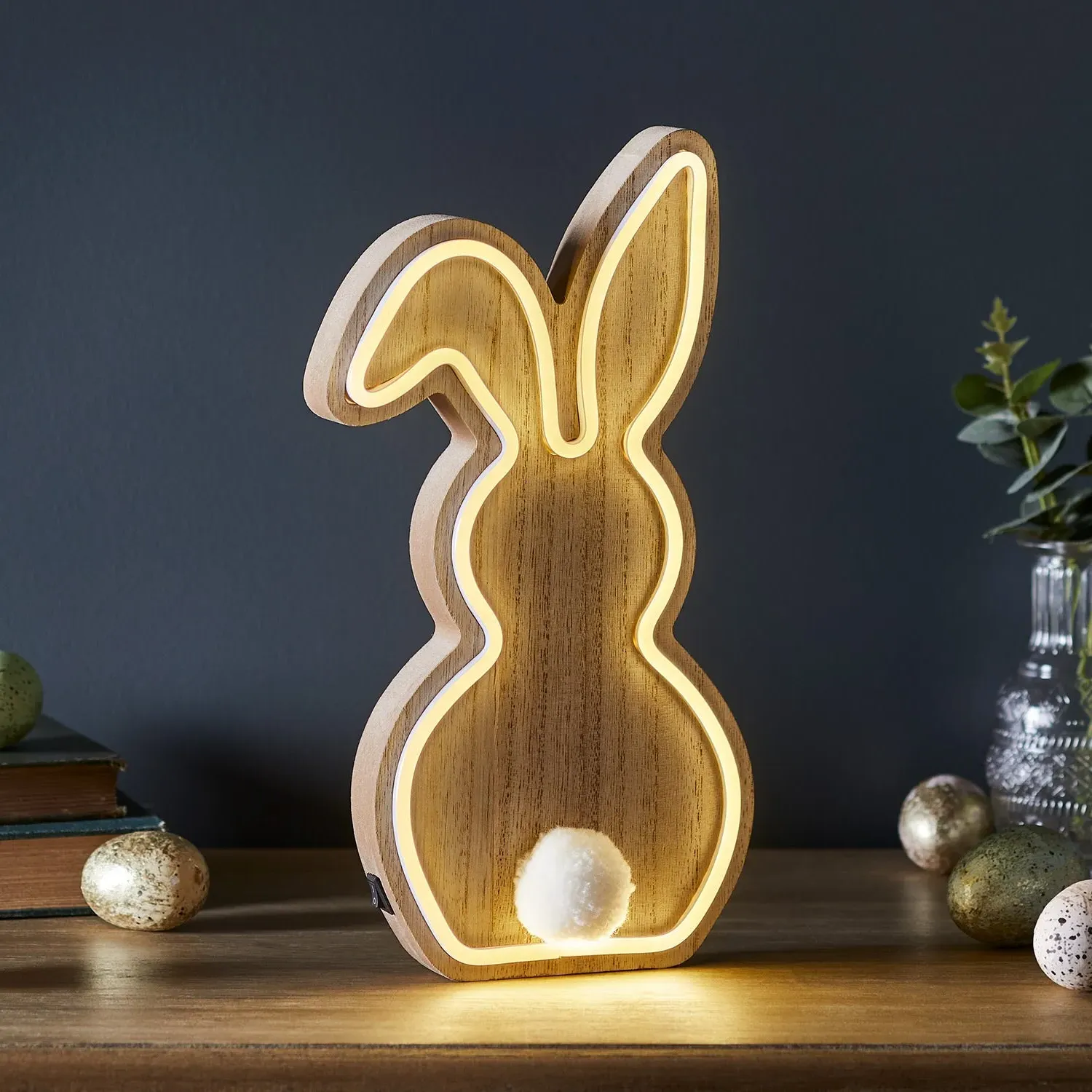 Bunny Neon Light - Warm White, Wood