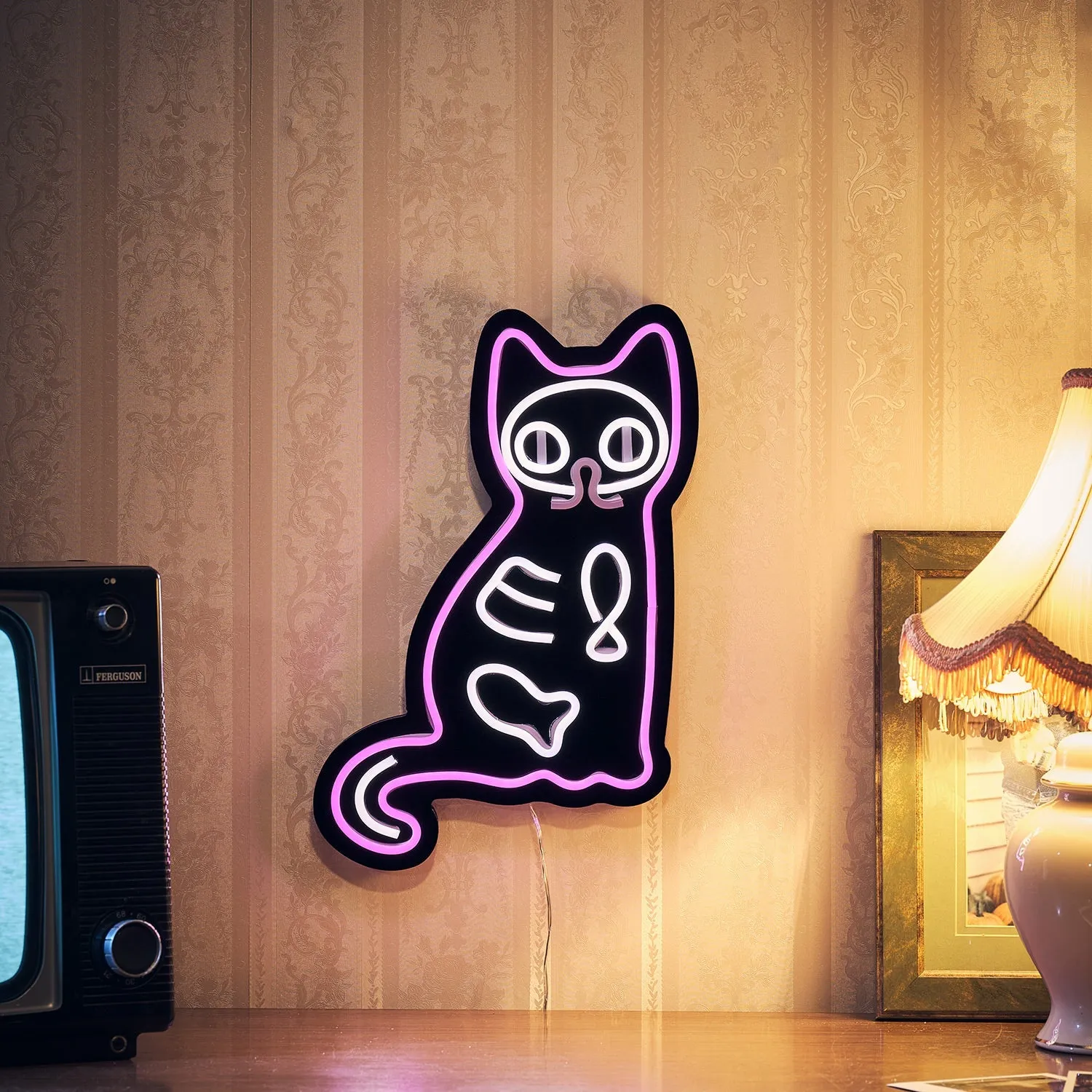 Cat Neon Wall Light - Multi Coloured, LED