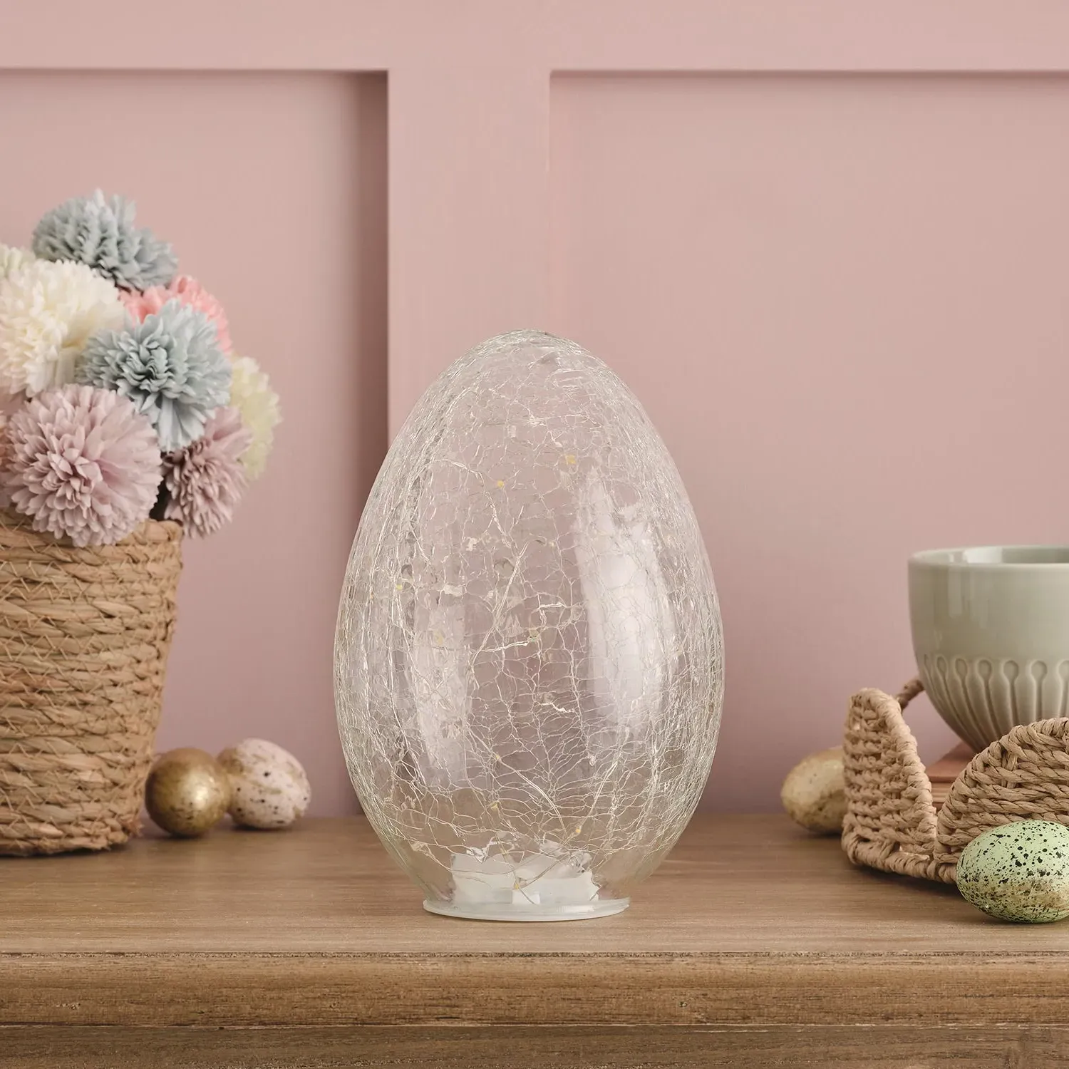 Easter Egg Light with Timer - Warm White, Glass