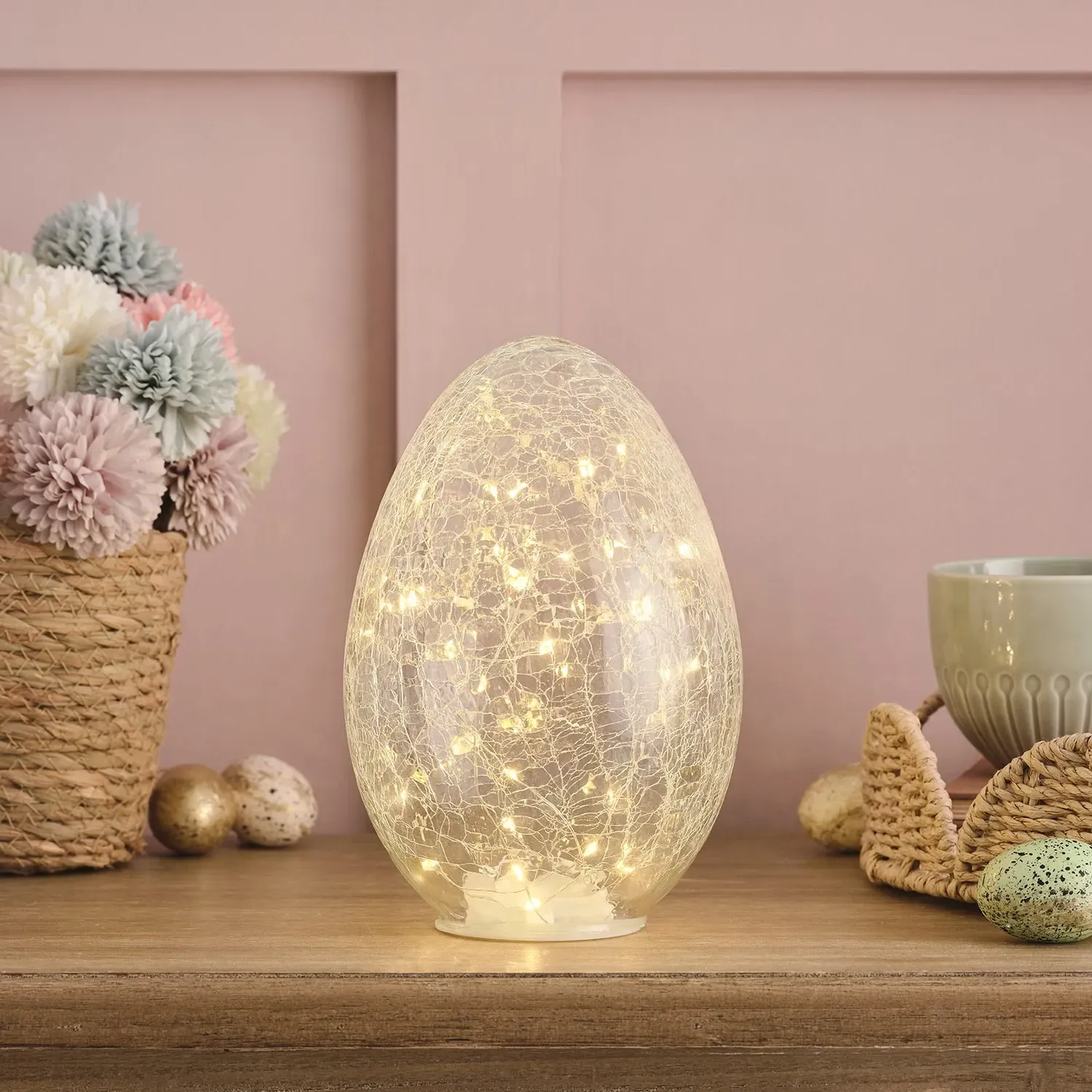 Easter Egg Light with Timer - Warm White, Glass image